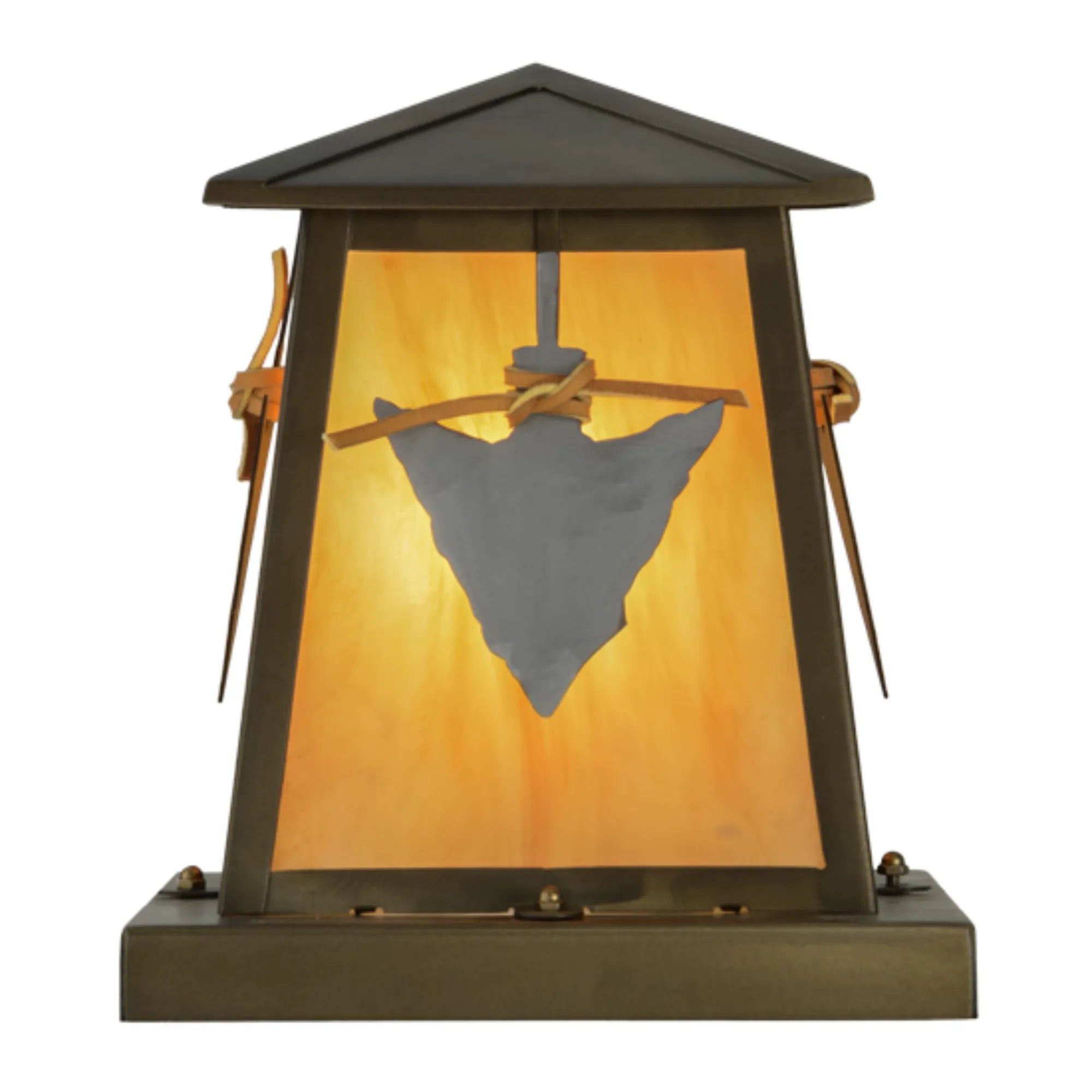 9"Sq Arrowhead Pier Mount – Antique Copper – Ambra Siena Acrylic – Wet-Rated – Meyda Lighting