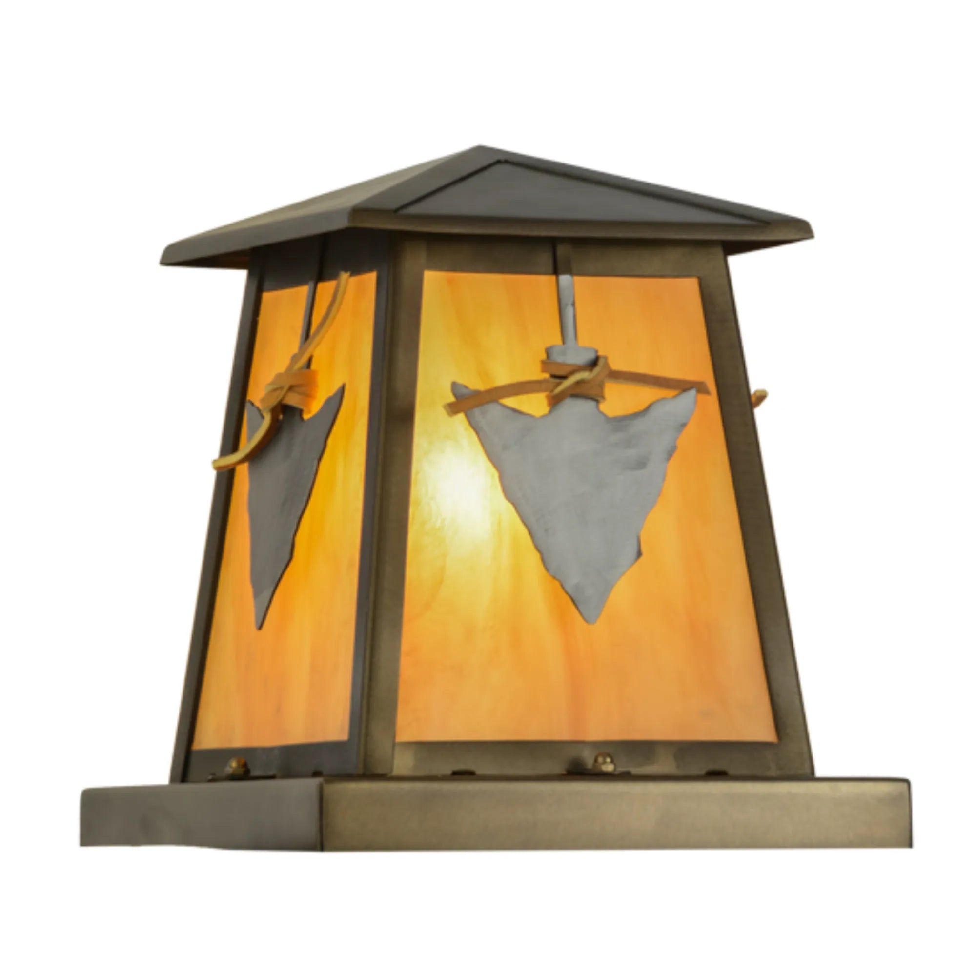9"Sq Arrowhead Pier Mount – Antique Copper – Ambra Siena Acrylic – Wet-Rated – Meyda Lighting