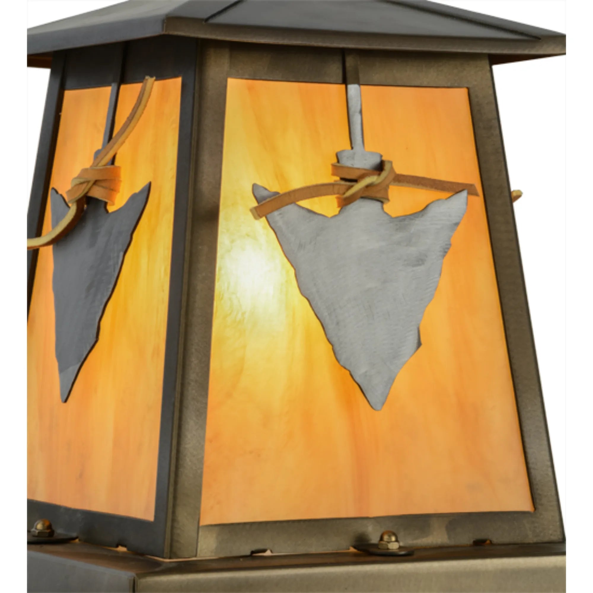 9"Sq Arrowhead Pier Mount – Antique Copper – Ambra Siena Acrylic – Wet-Rated – Meyda Lighting