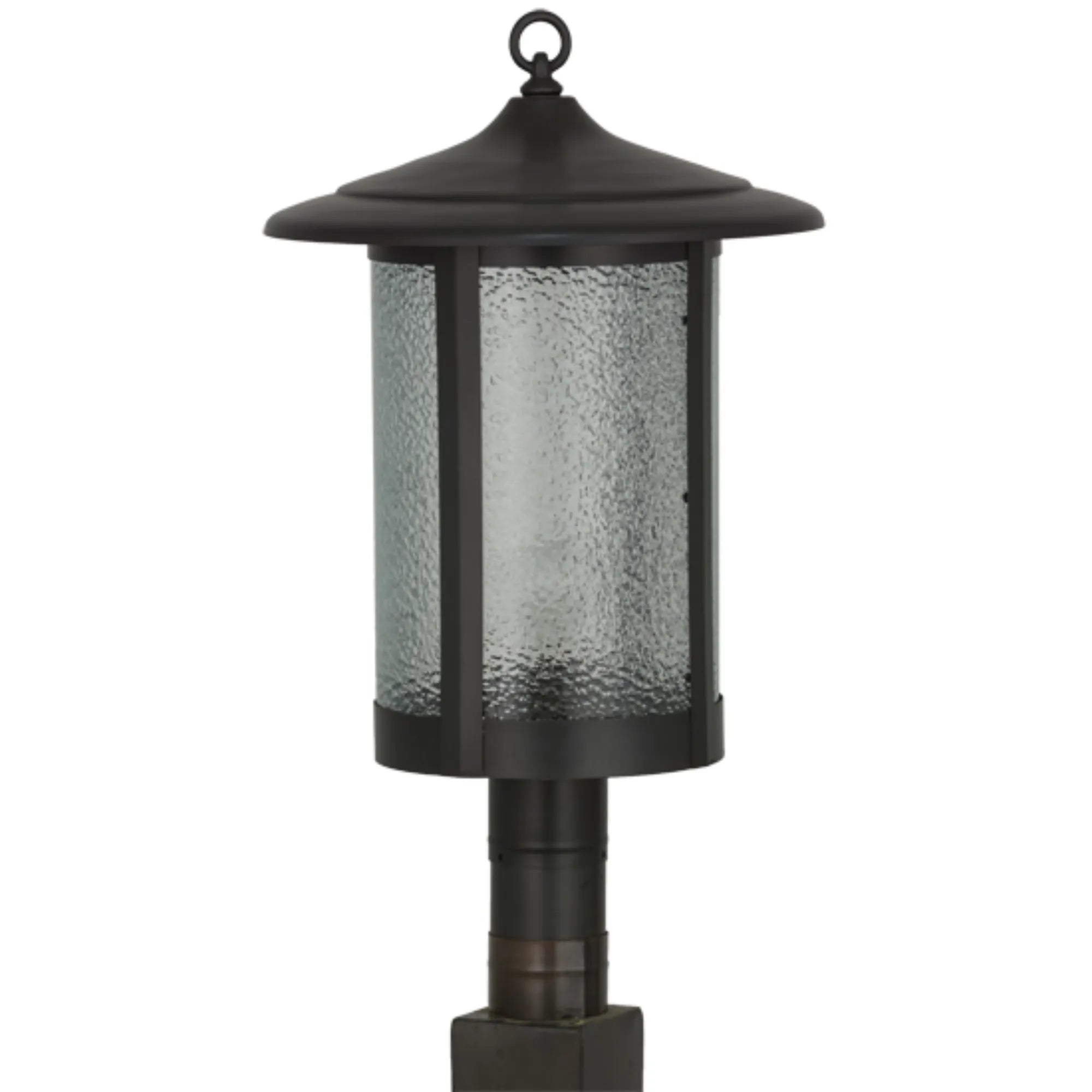 15"W Fulton Prime Post Mount – Craftsman Brown – Clear Granite Glass – Wet-Rated – Meyda Lighting