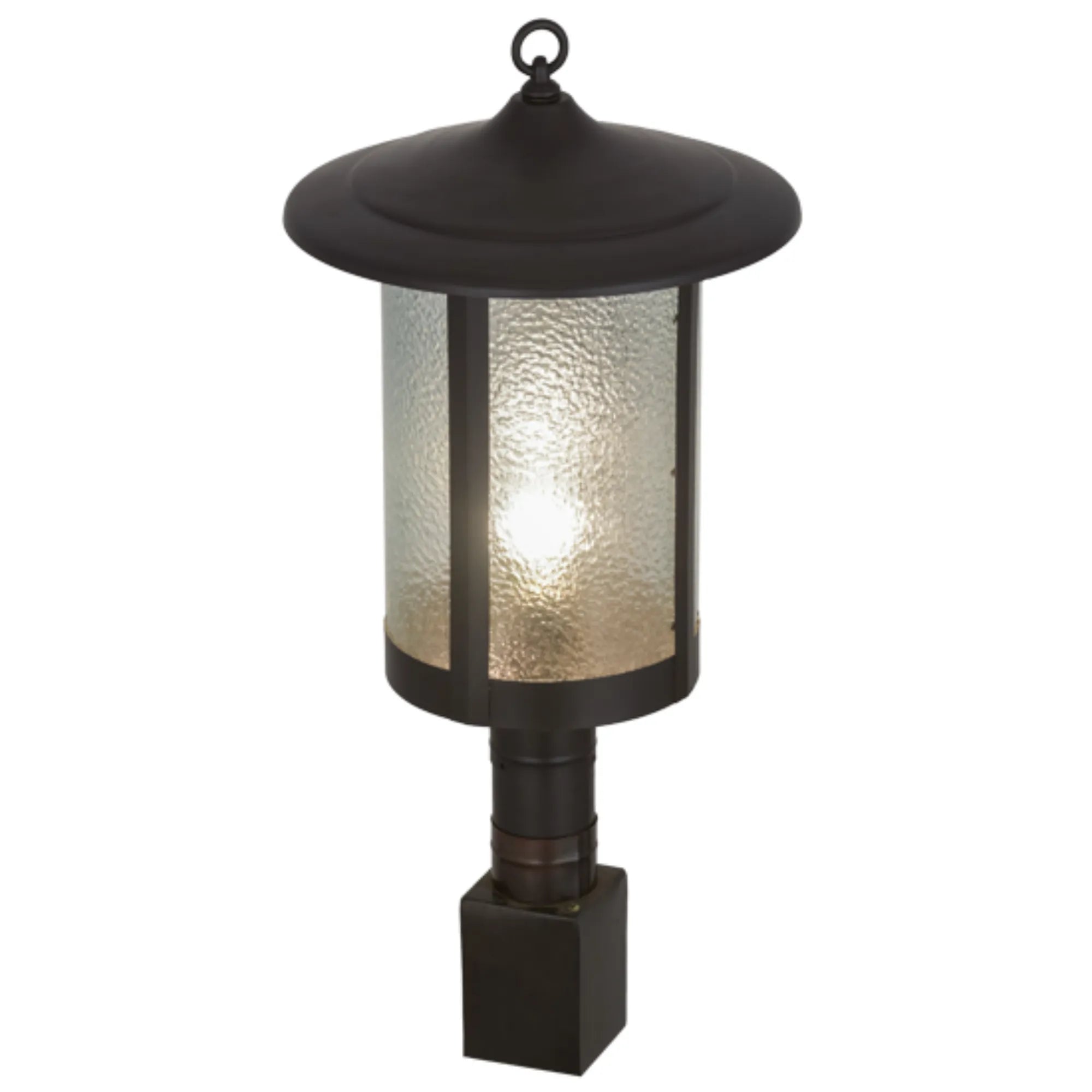 15"W Fulton Prime Post Mount – Craftsman Brown – Clear Granite Glass – Wet-Rated – Meyda Lighting