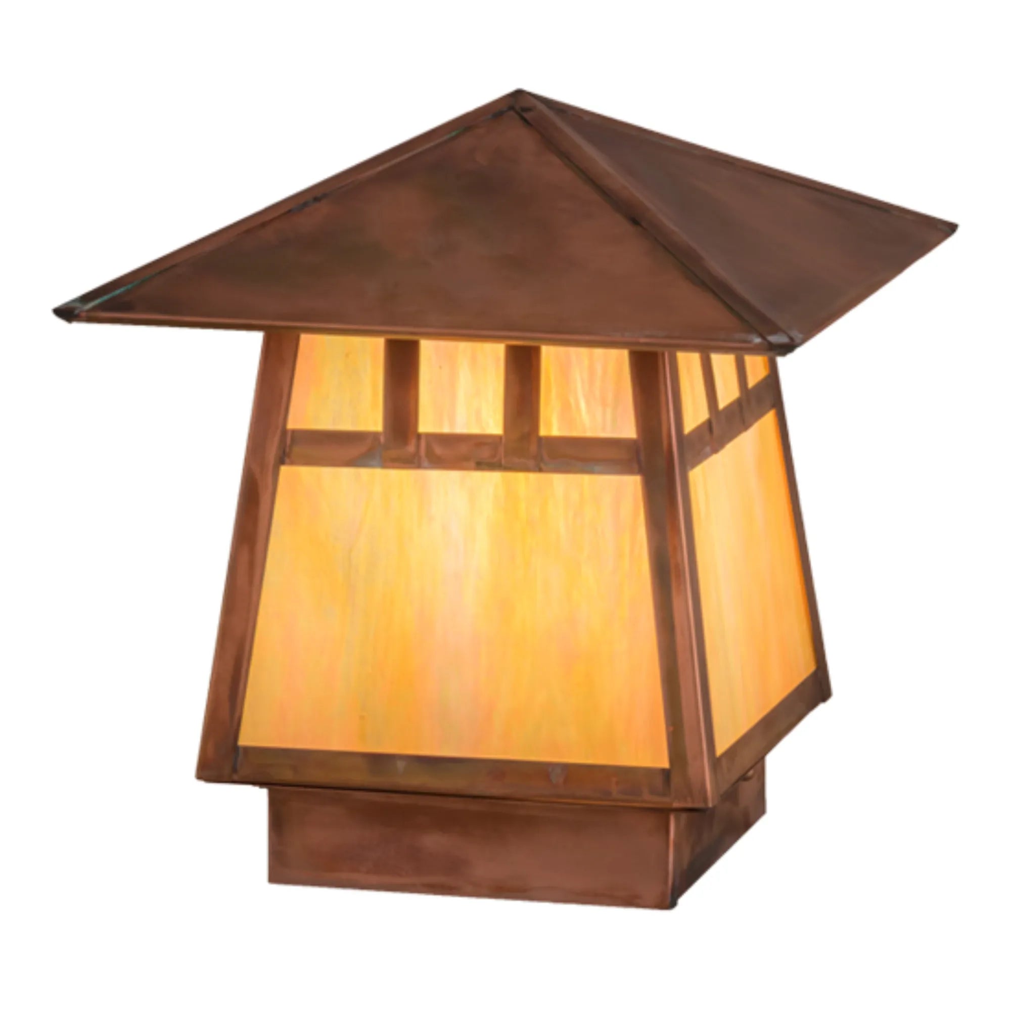 10"Sq Stillwater Double Bar Mission Deck Light – Vintage Copper – Wet-Rated – Meyda Lighting