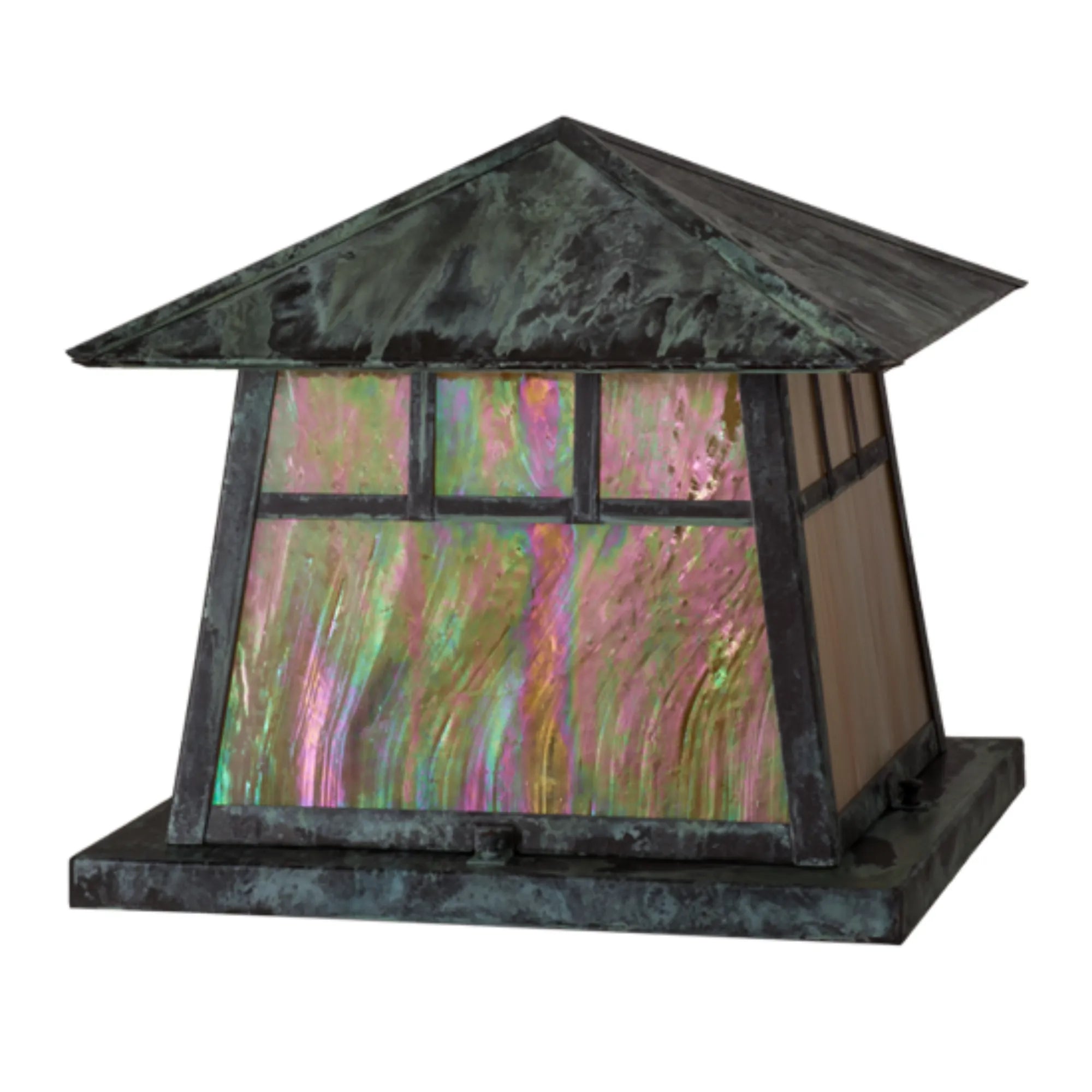 16"Sq Stillwater Double Bar Mission Pier Mount – Verdigris – Wet-Rated – Meyda Lighting