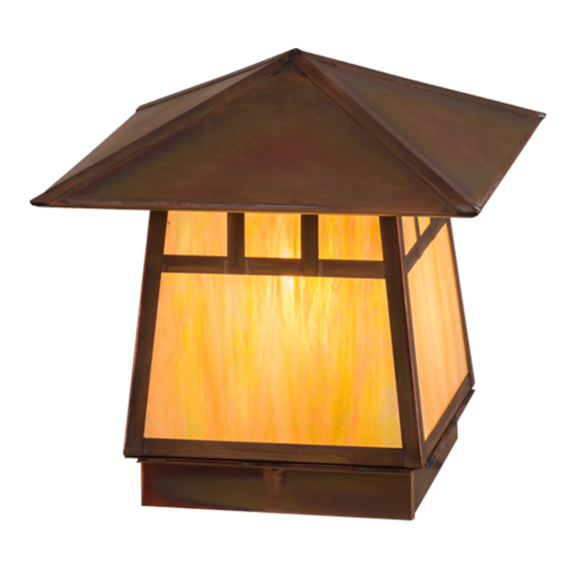 12"Sq Stillwater Double Bar Mission Deck Light – Vintage Copper – Wet-Rated – Meyda Lighting