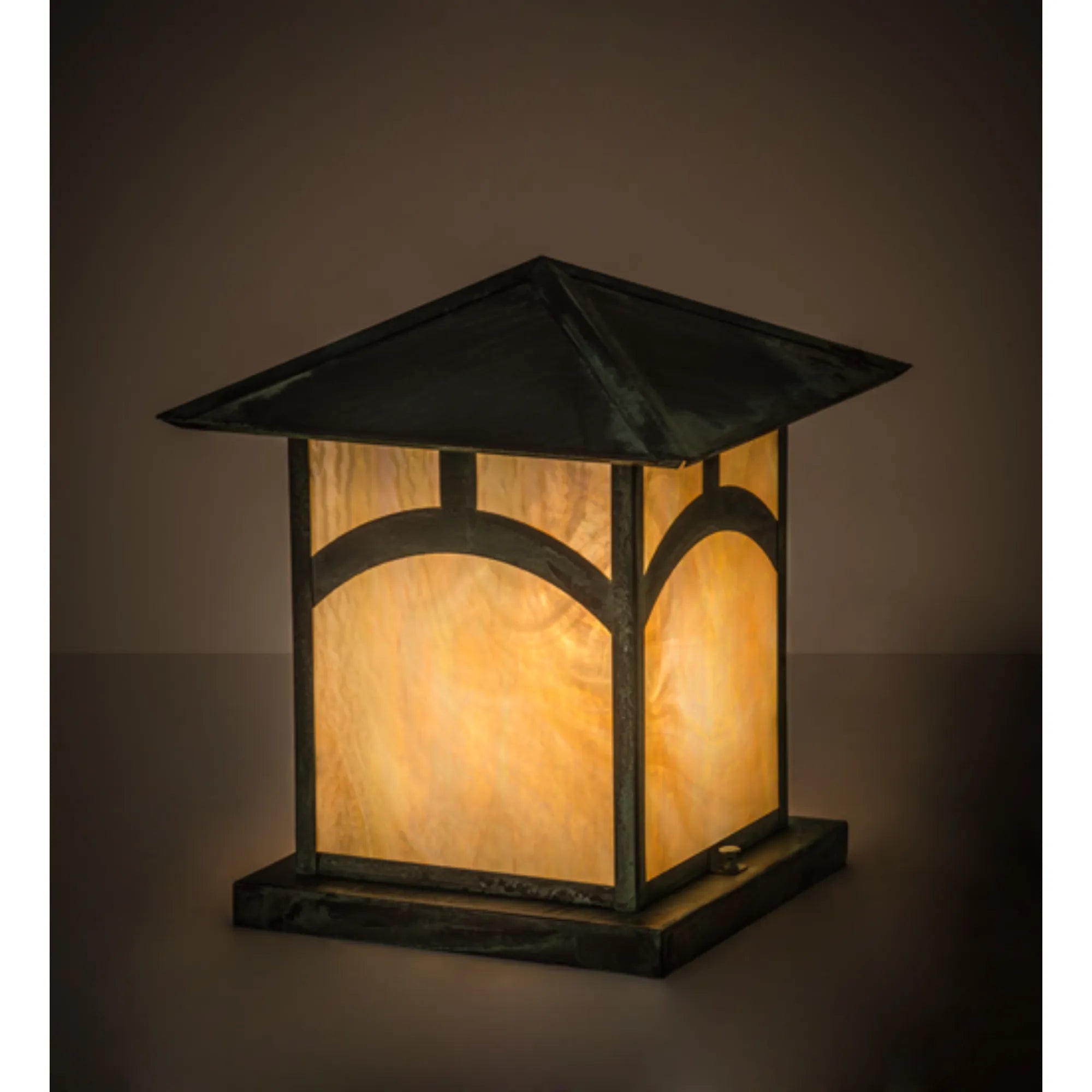 12"Sq Seneca Hill Top Pier Mount – Craftsman Verdigris – Wet-Rated – Meyda Lighting