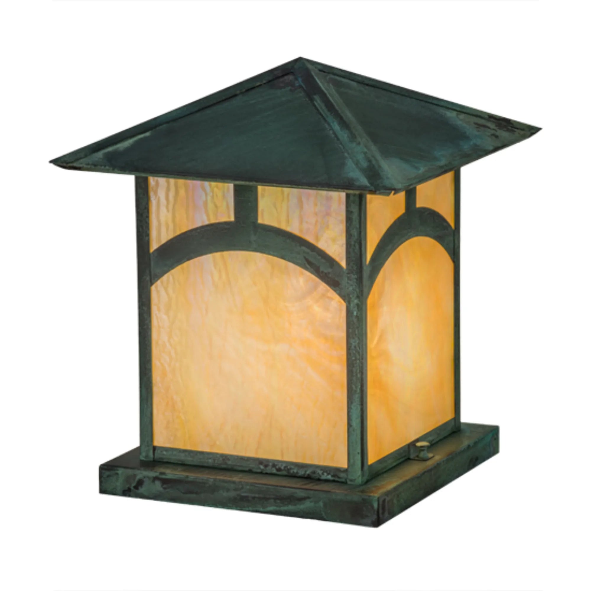 12"Sq Seneca Hill Top Pier Mount – Craftsman Verdigris – Wet-Rated – Meyda Lighting