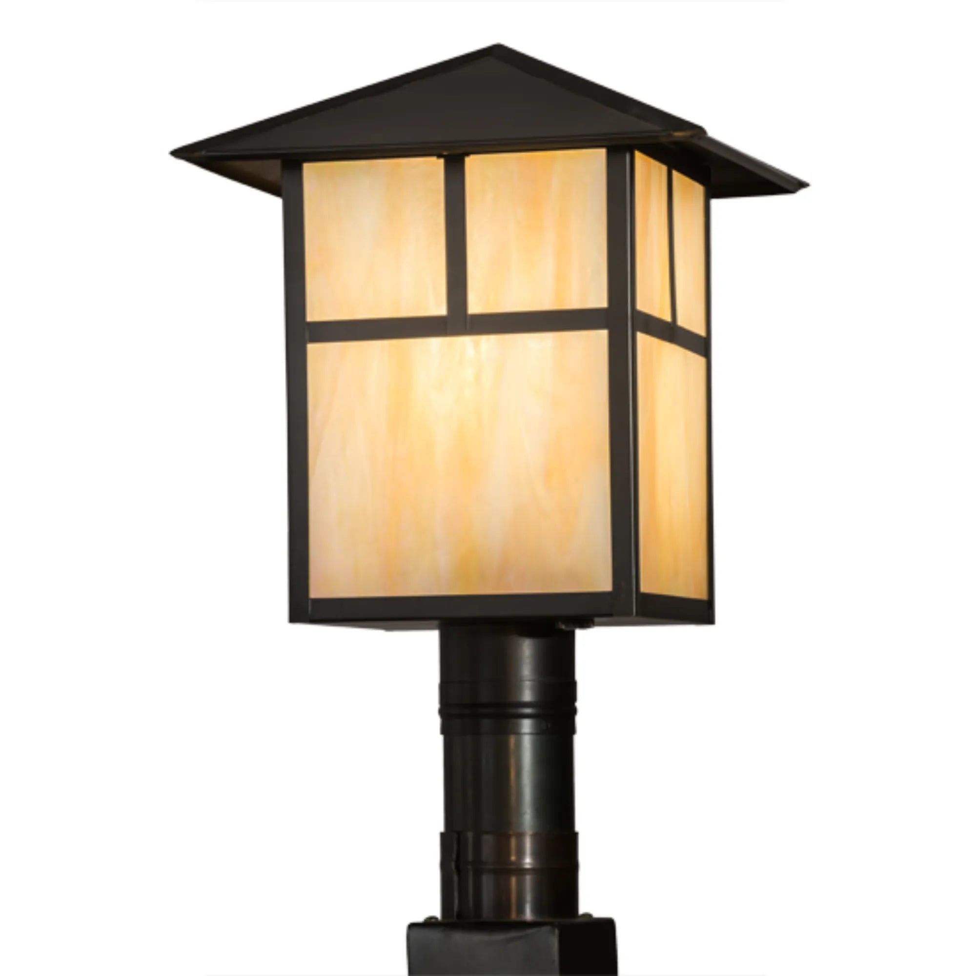 12" Square Seneca T Mission Post Mount – Craftsman Brown – Wet-Rated – Meyda Lighting