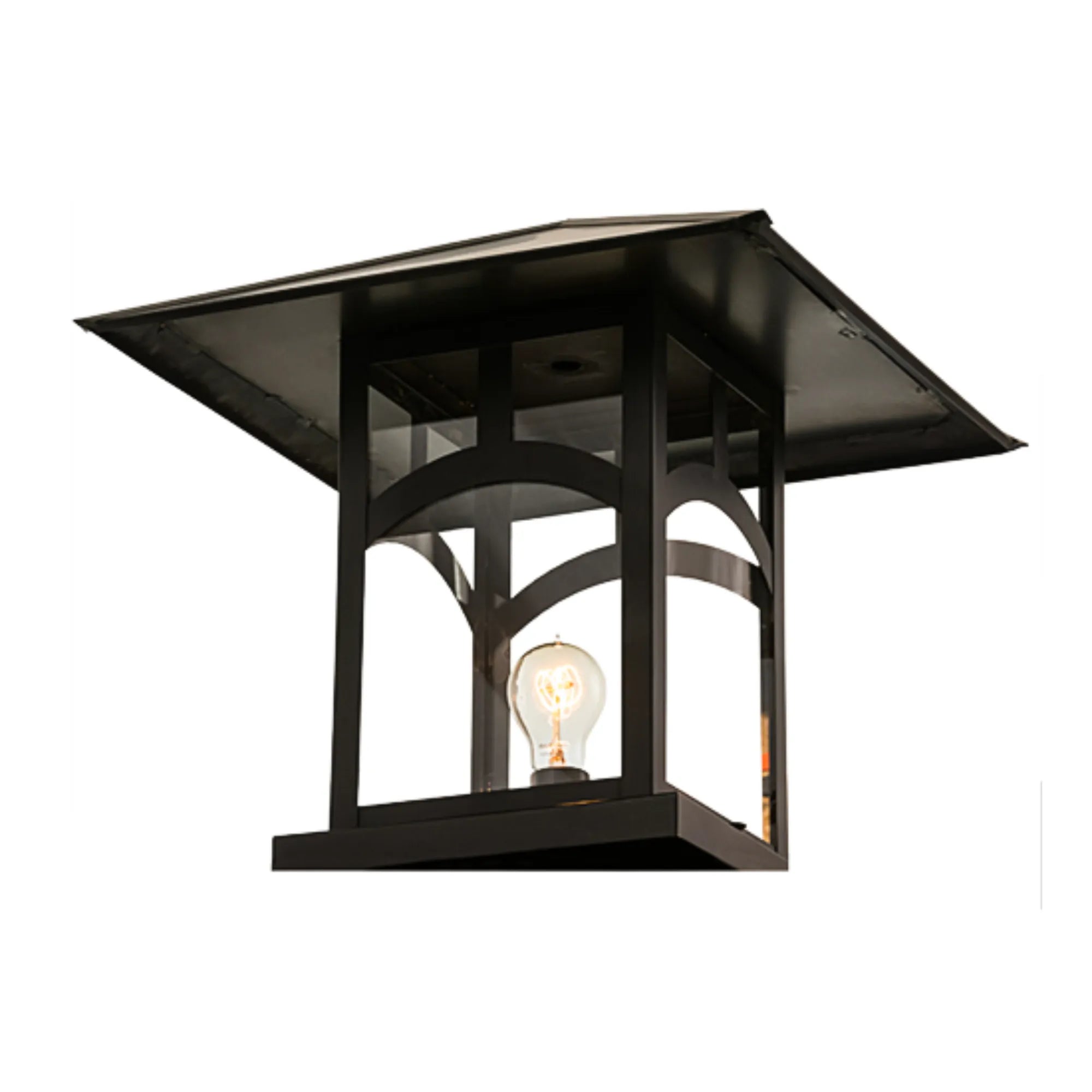 18"Sq Seneca Hill Top Pier Mount – Craftsman Brown – Clear Glass – Wet-Rated – Meyda Lighting