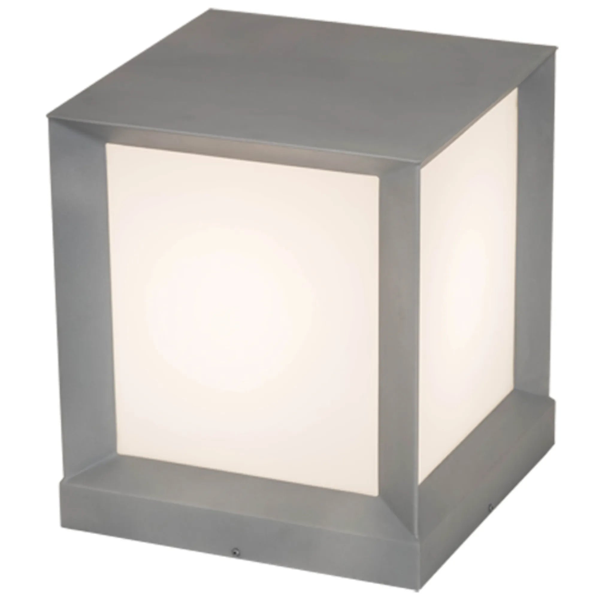 16"Sq Cubism Pier Mount – Weatherable Silver – Statuario Idalight – Wet-Rated – Meyda Lighting