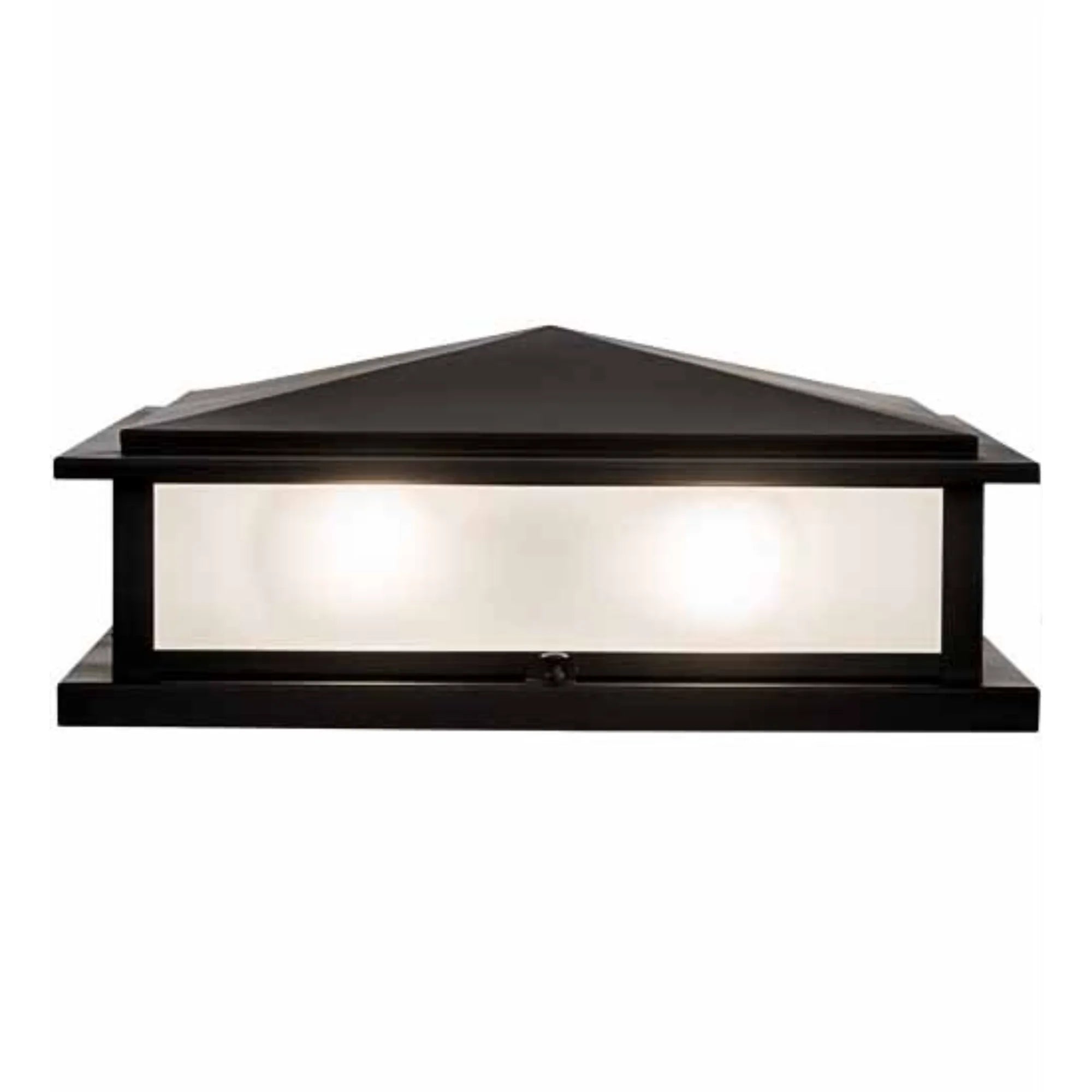 18" Square Seneca Prime Pier Mount – Flat Black – Clear Frosted Glass – Wet-Rated – Meyda Lighting