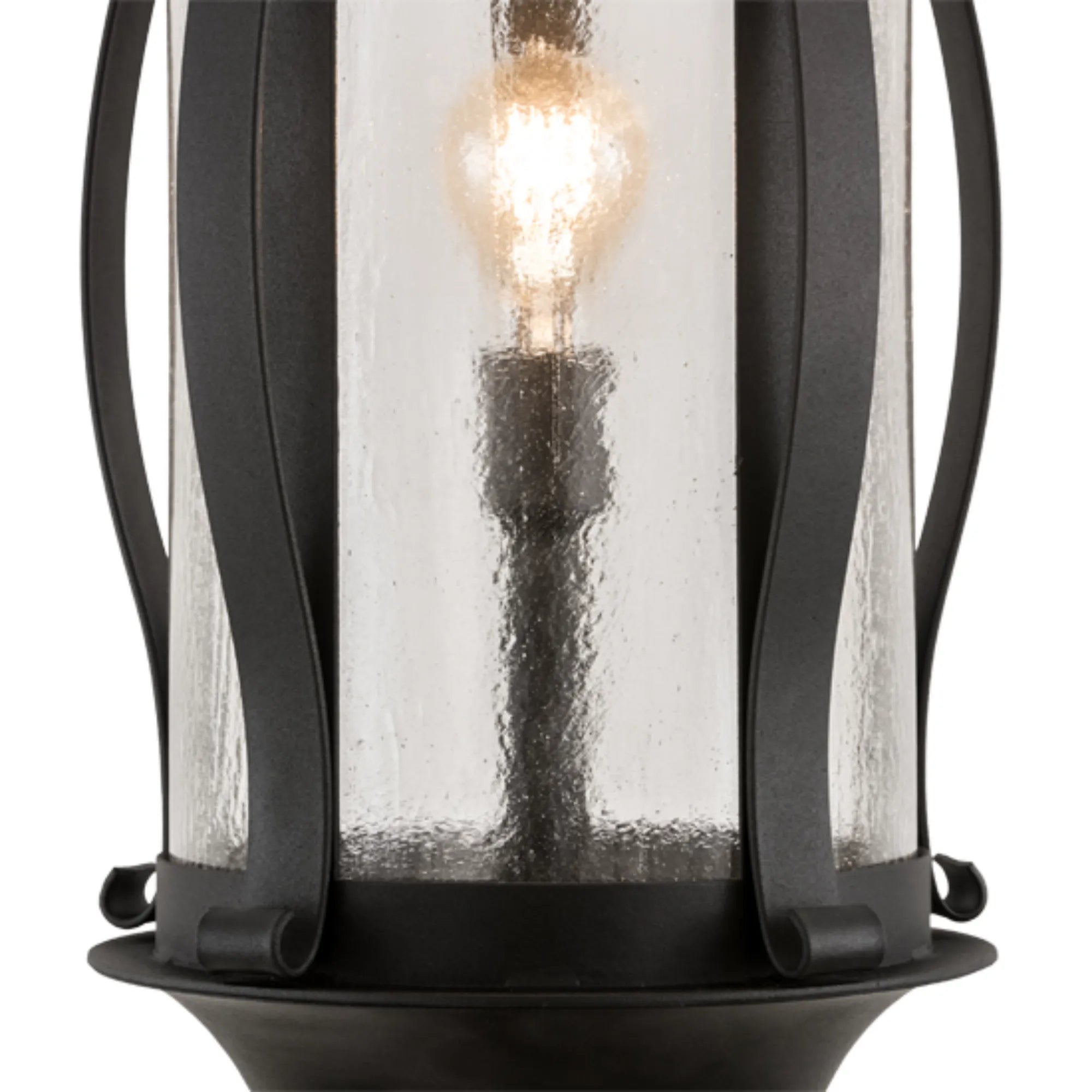 13"W Auvillar Post Mount – Old Wrought Iron – Clear Seeded Glass – Wet-Rated – Meyda Lighting