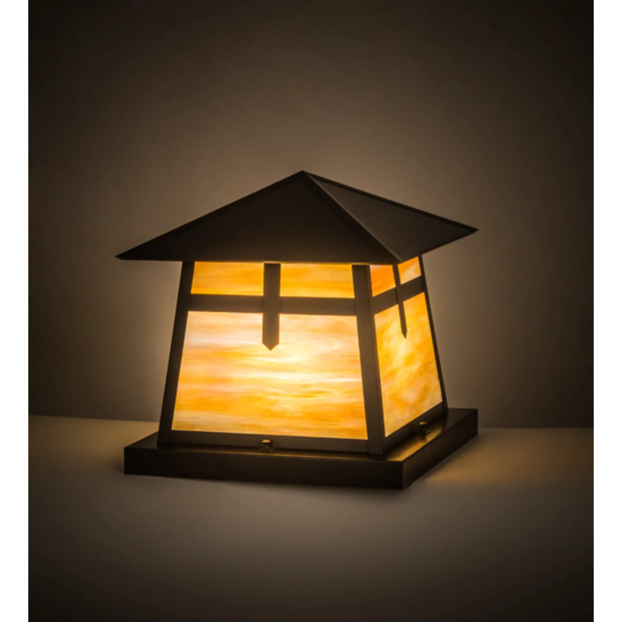 16" Square Stillwater Cross Mission Pier Mount – Craftsman Brown – Wet-Rated – Meyda Lighting
