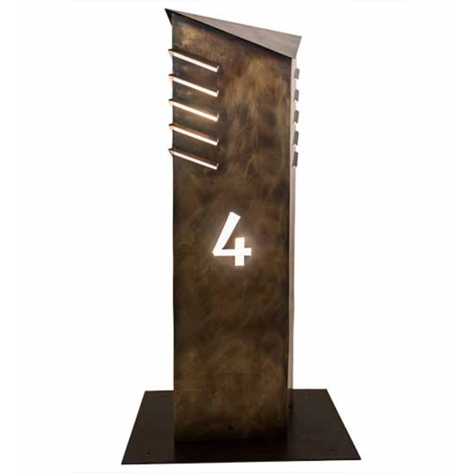 36" High Aploks Personalized 4 Bollard – Chemical Burnished Brass – Wet-Rated – Meyda Lighting