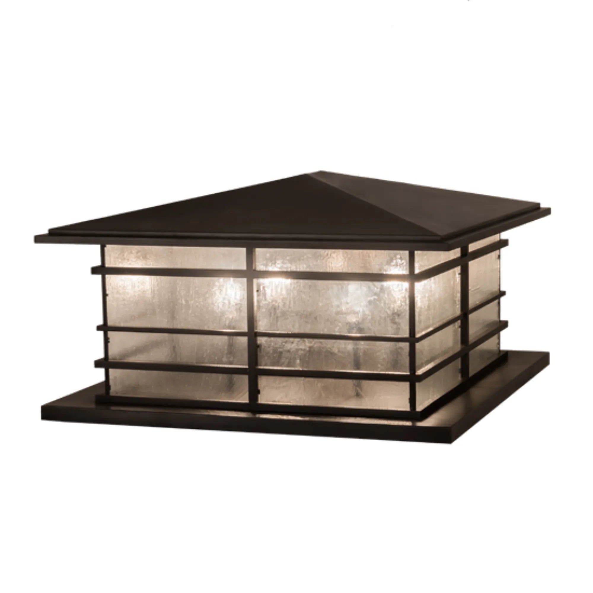 48" Long Tea House Pier Mount – Craftsman Brown – Clear Seeded Glass – Wet-Rated – Meyda Lighting