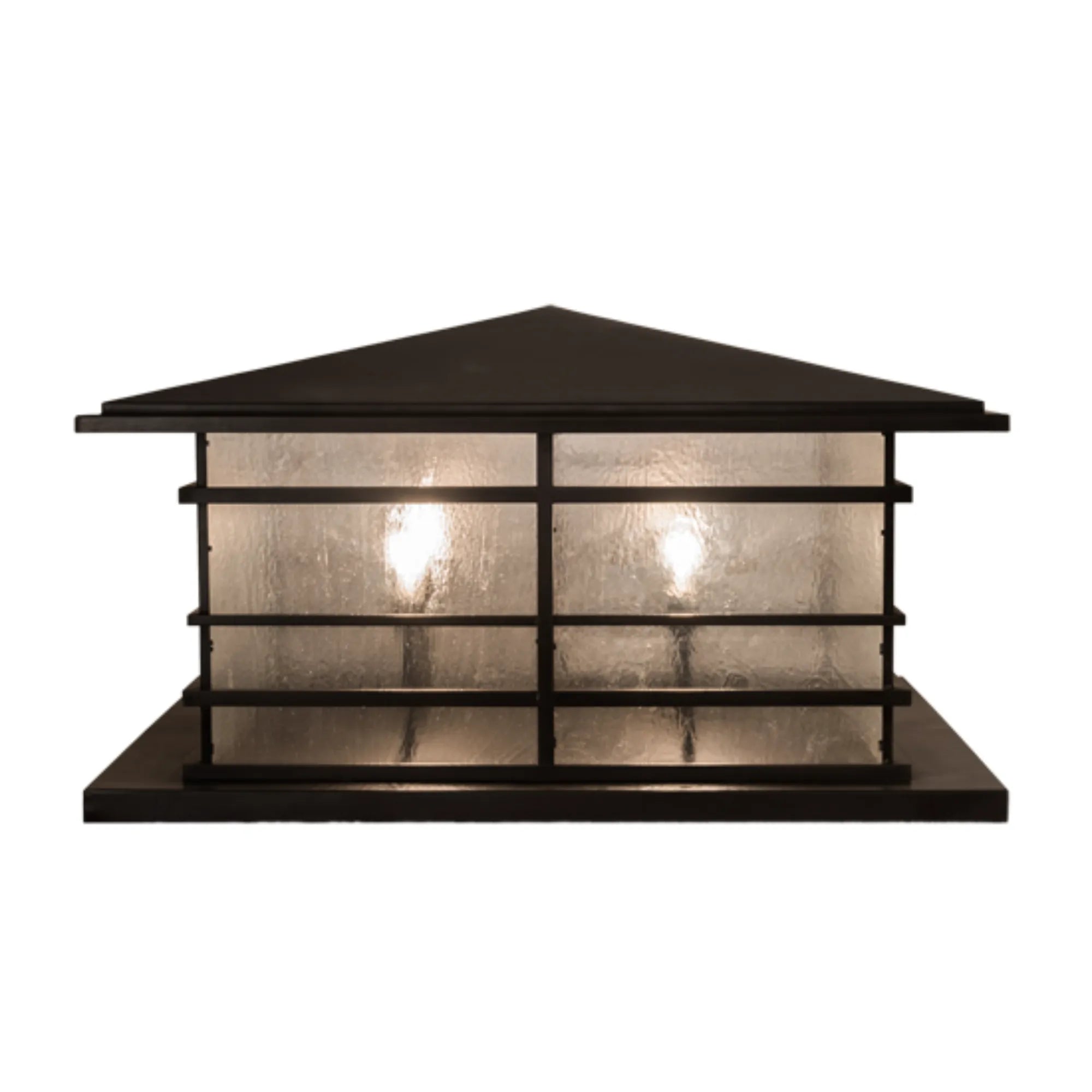 48" Long Tea House Pier Mount – Craftsman Brown – Clear Seeded Glass – Wet-Rated – Meyda Lighting
