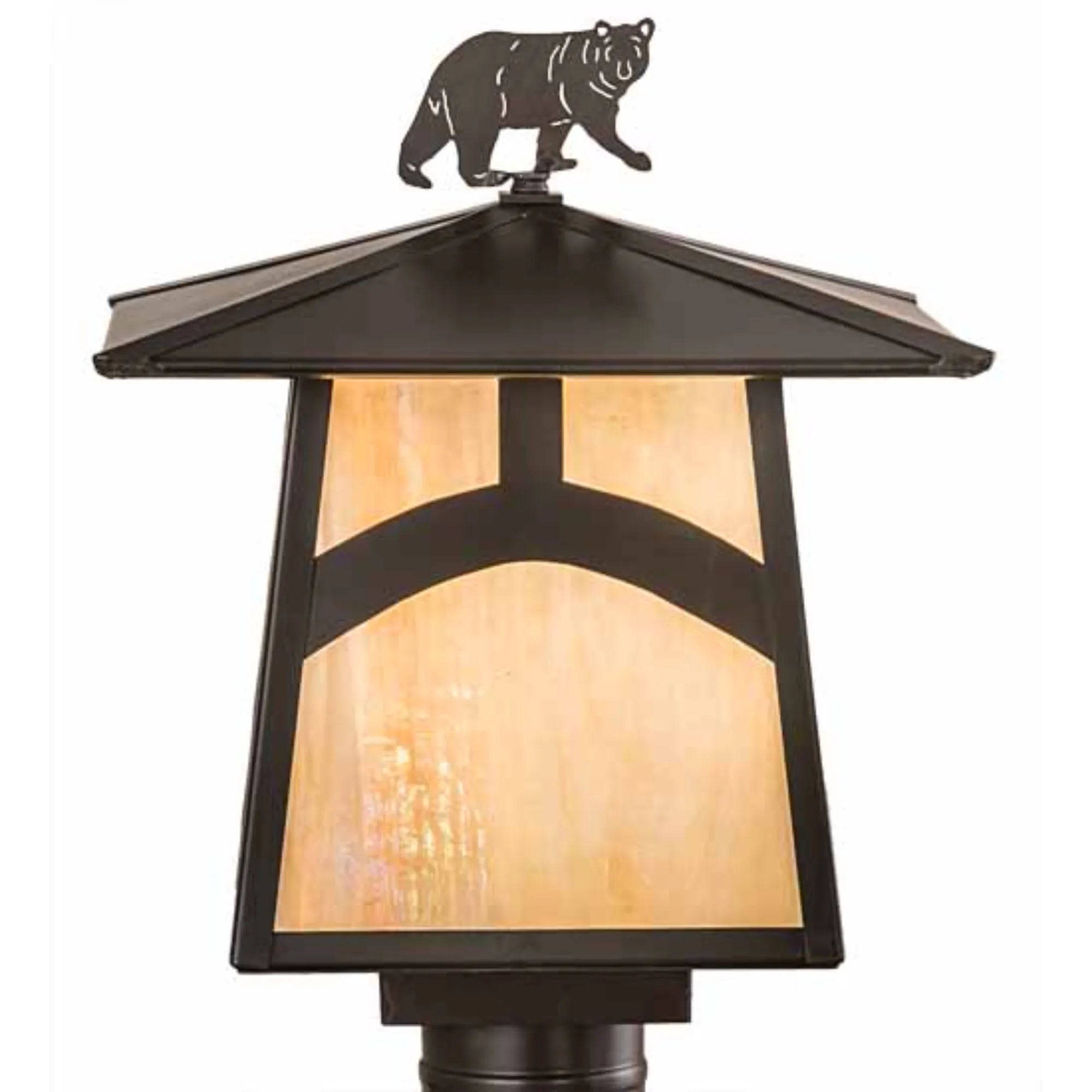 12" Square Seneca Hill Top W/ Bear Post Mount – Craftsman Brown – Wet-Rated – Meyda Lighting
