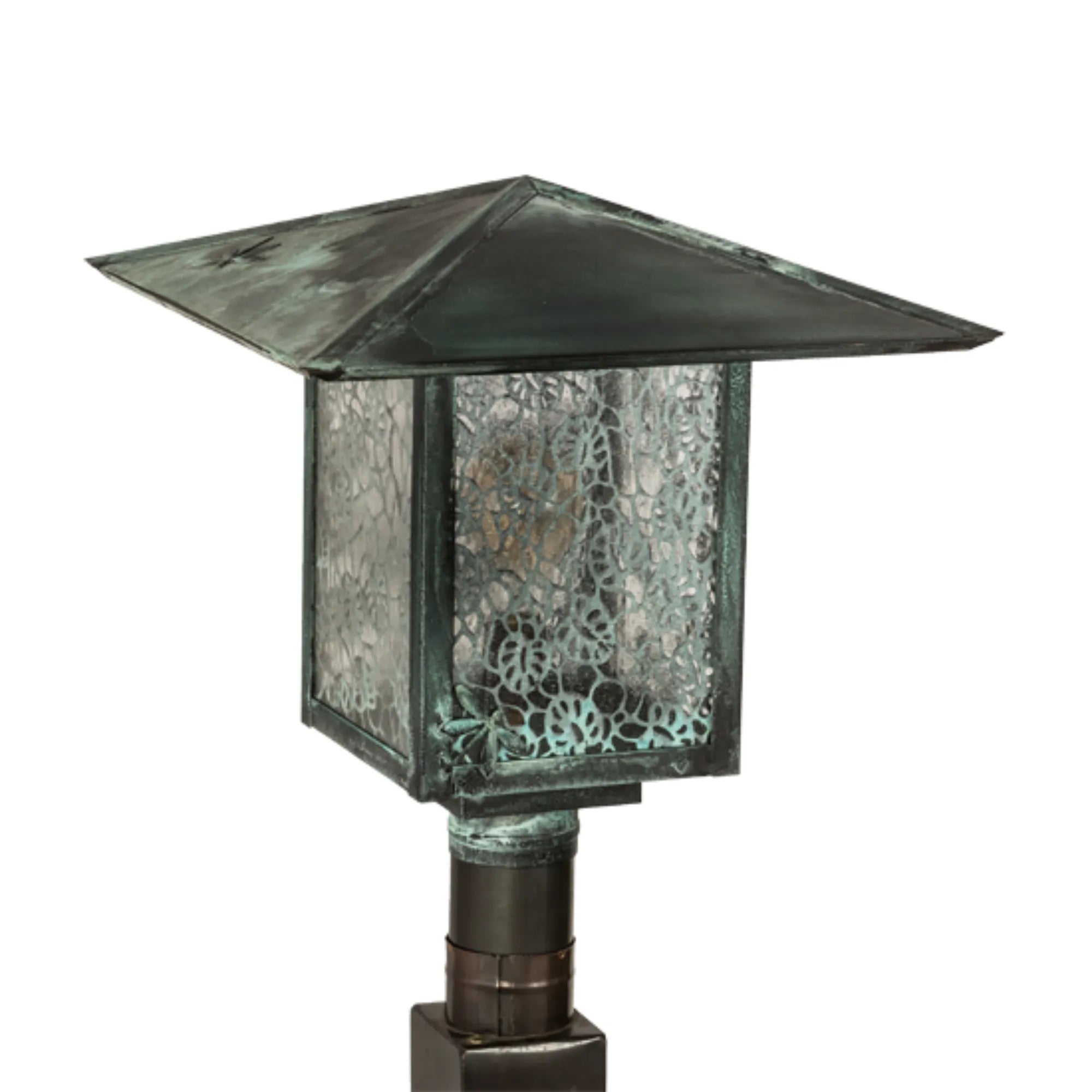16" Square Seneca Lotus Leaf and Dragonfly Post Mount – Meyda Lighting