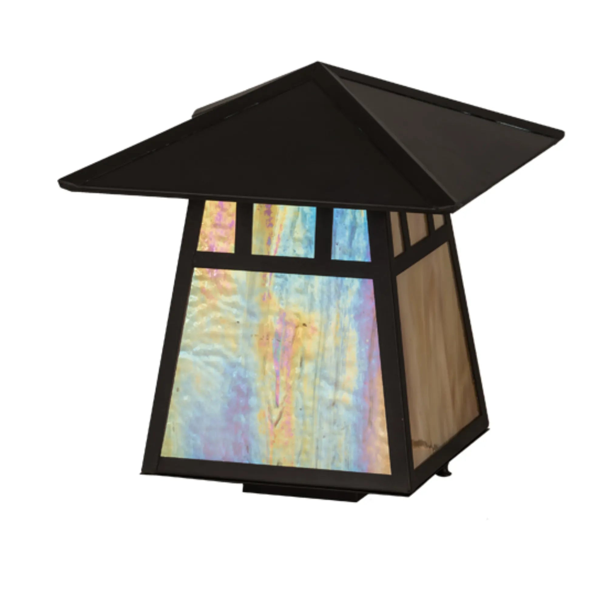 12" Square Stillwater Double Bar Mission Deck Light – Craftsman Brown – Wet-Rated – Meyda Lighting