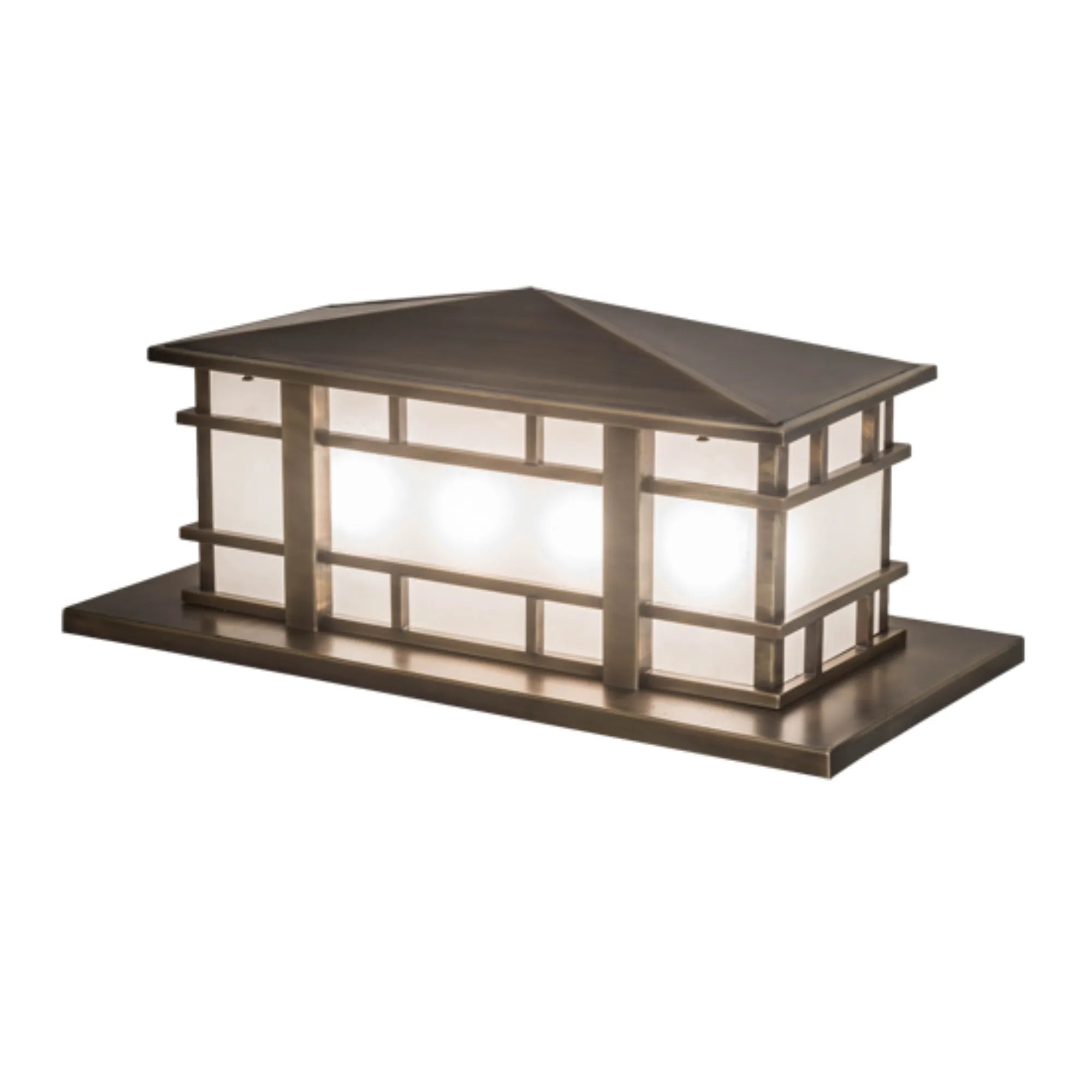 33" Long Tea House Oblong Pier Mount – Highlighted Craftsman Brown – Wet-Rated – Meyda Lighting