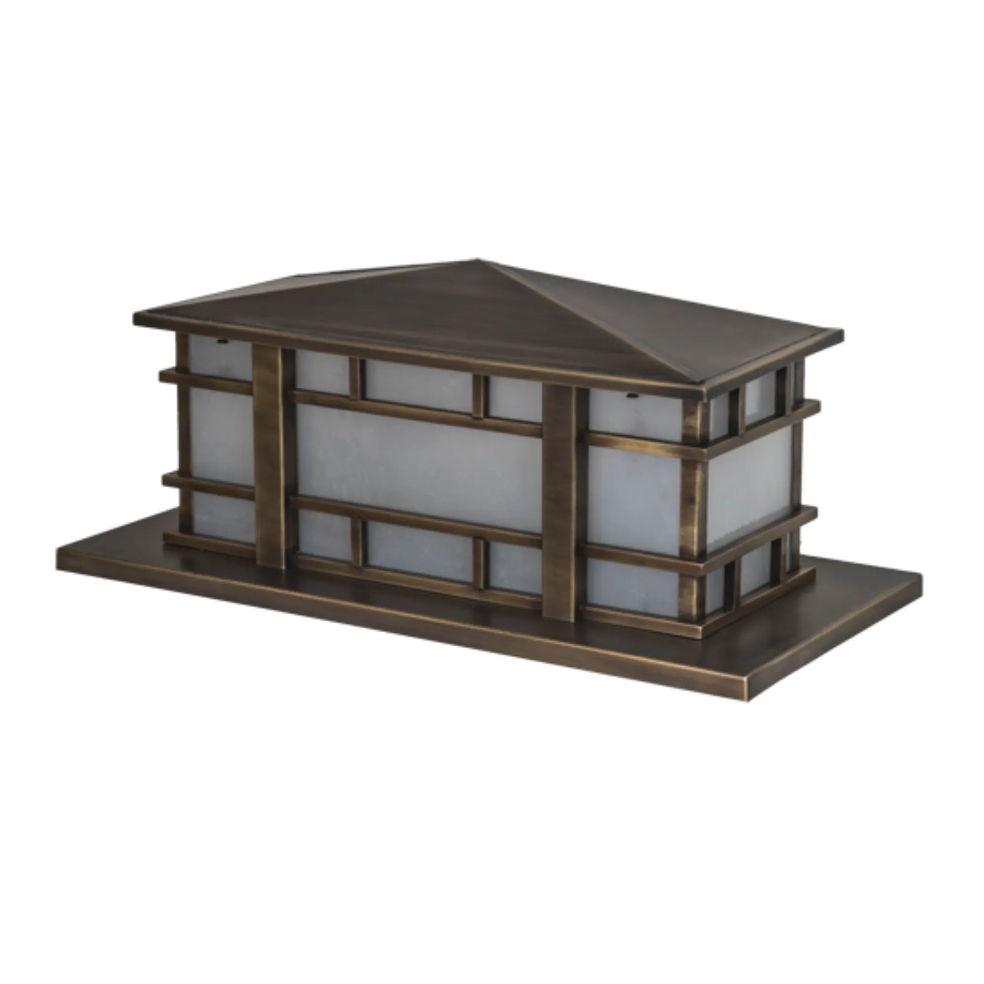 33" Long Tea House Oblong Pier Mount – Highlighted Craftsman Brown – Wet-Rated – Meyda Lighting