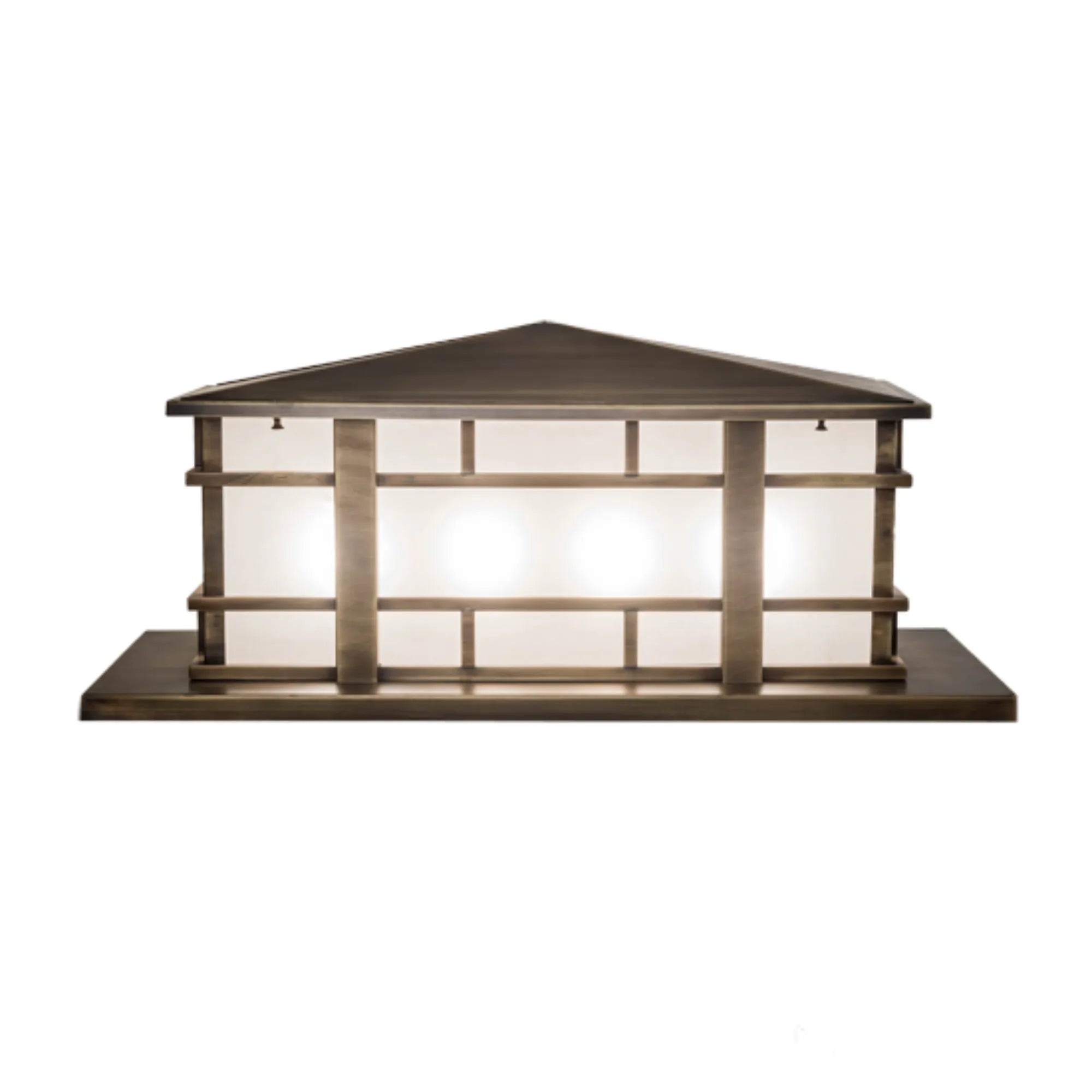 33" Long Tea House Oblong Pier Mount – Highlighted Craftsman Brown – Wet-Rated – Meyda Lighting