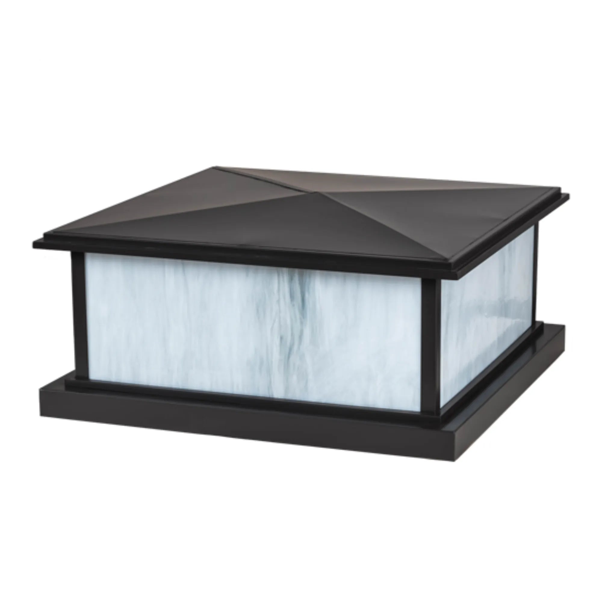 30" Square Mission Prime Pier Mount – TIMELESS BRONZE – WHITE GLASS – Wet-Rated – Meyda Lighting