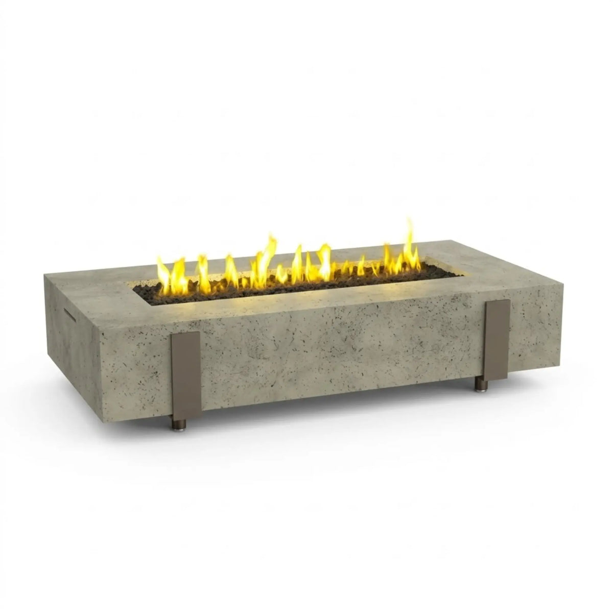 American Fyre Designs Iron Saddle Long 72" Rectangular GFRC Gas Fire Pit Table American Fyre Designs