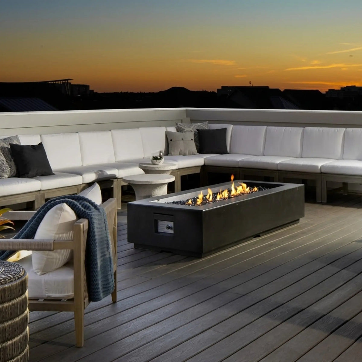American Fyre Designs Louvre Rectangle 56" GFRC Gas Fire Pit American Fyre Designs