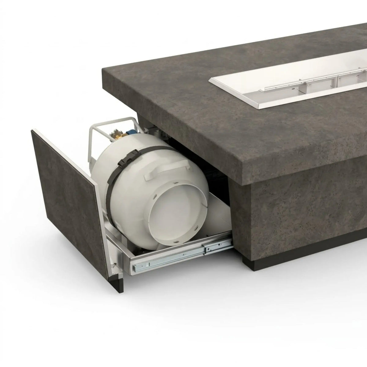 American Fyre Designs Contempo Long LP Select 76" Rectangular Reclaimed Wood and GFRC Gas Fire Pit Table American Fyre Designs
