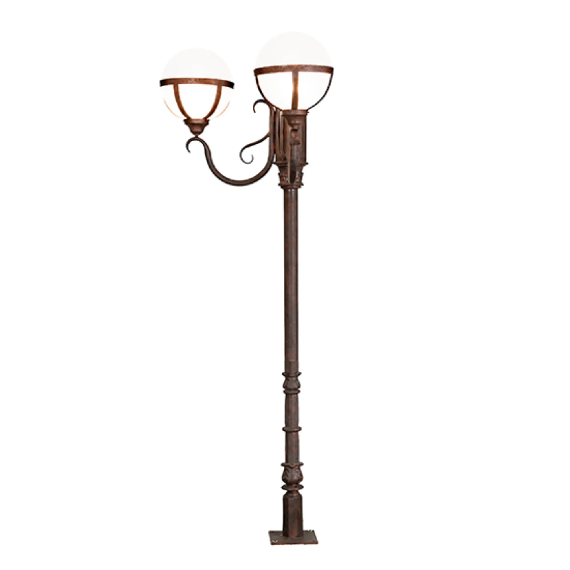 84" High Bola Tavern Street Lamp – Rusty Nail – Contrail Mist Idalight – Wet-Rated – Meyda Lighting