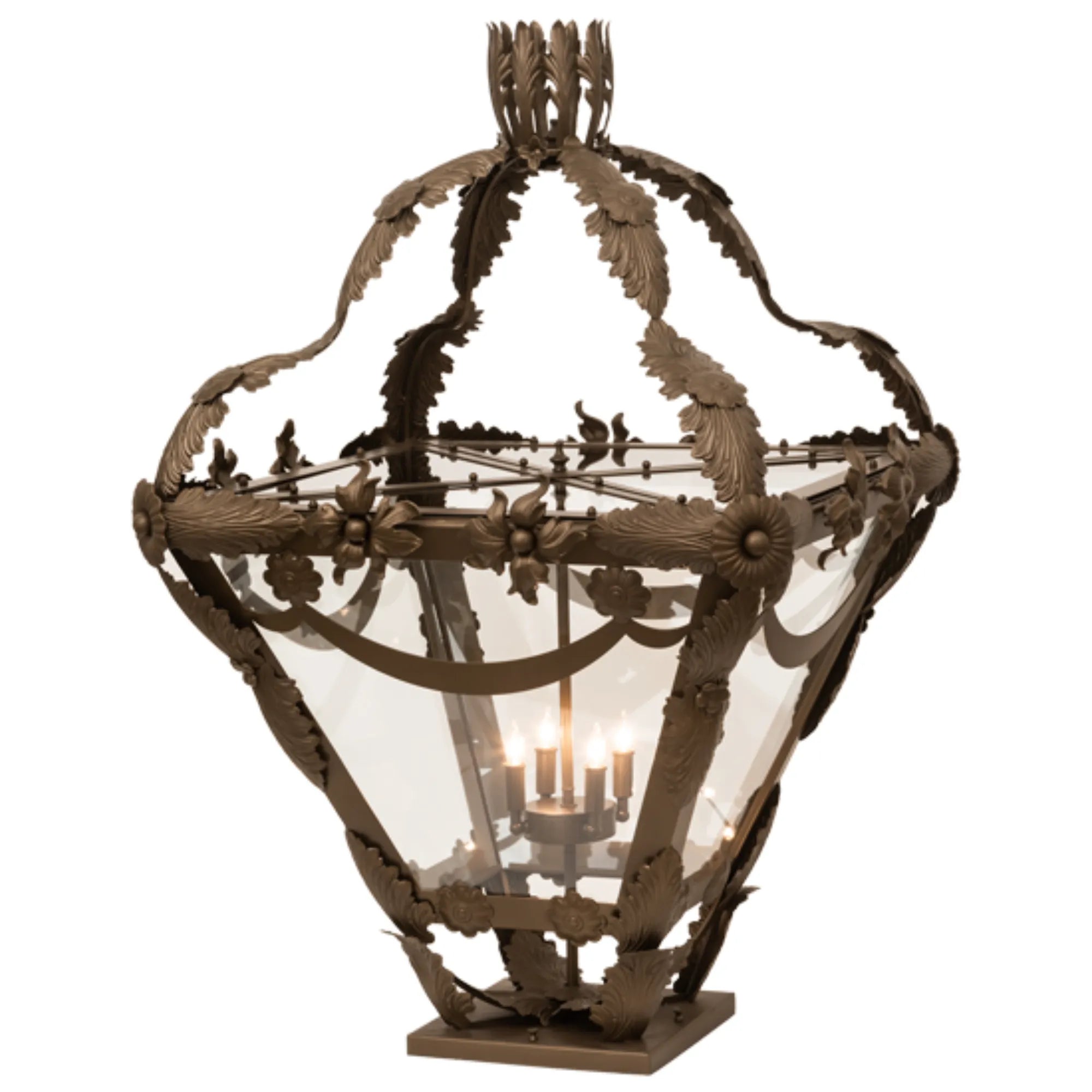 28" Square Symone Pier Mount – Brown Metallic – Clear Glass – Wet-Rated – Meyda Lighting