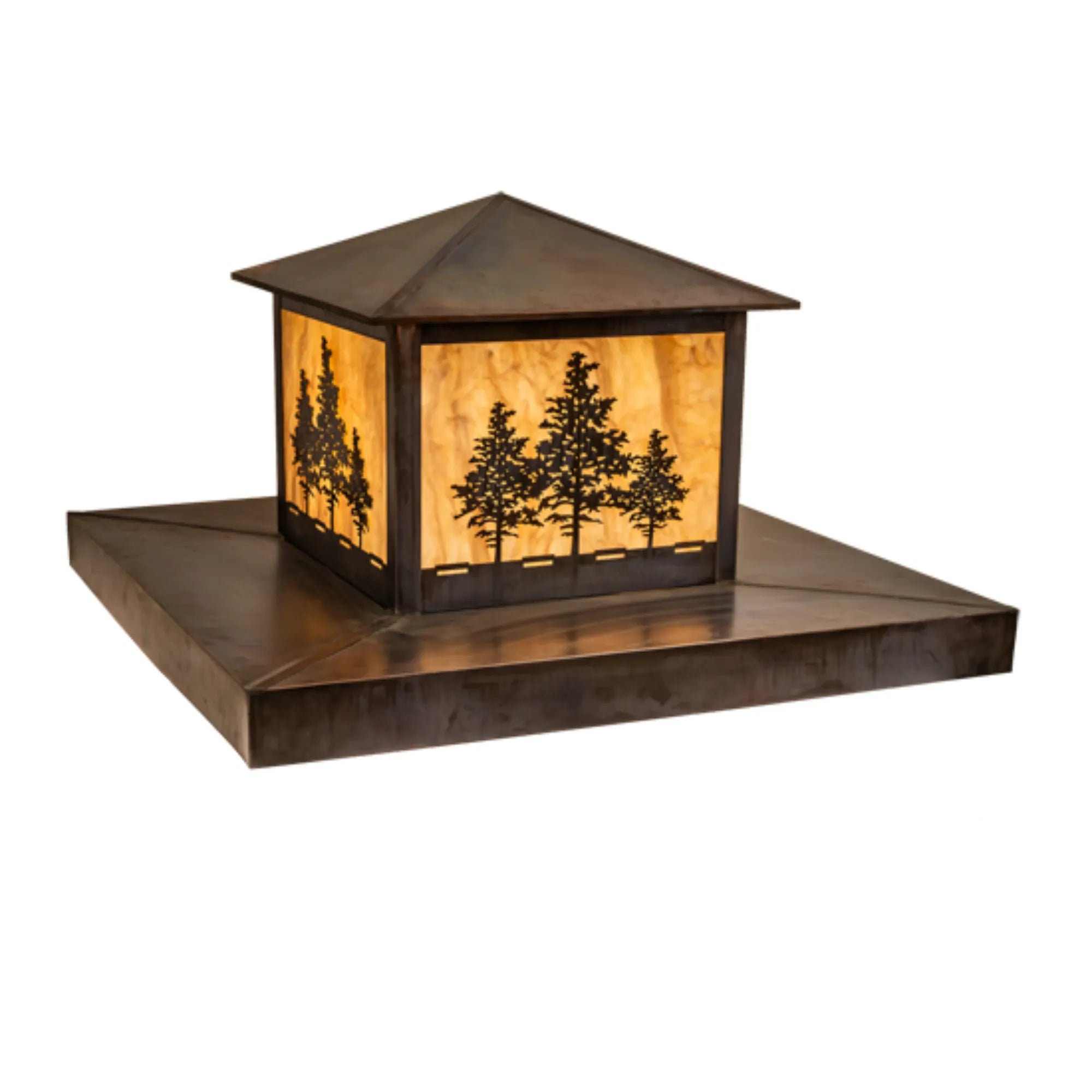 42" Square Tamarack Pier Mount – Vintage Copper – Travertine Idalight – Wet-Rated – Meyda Lighting