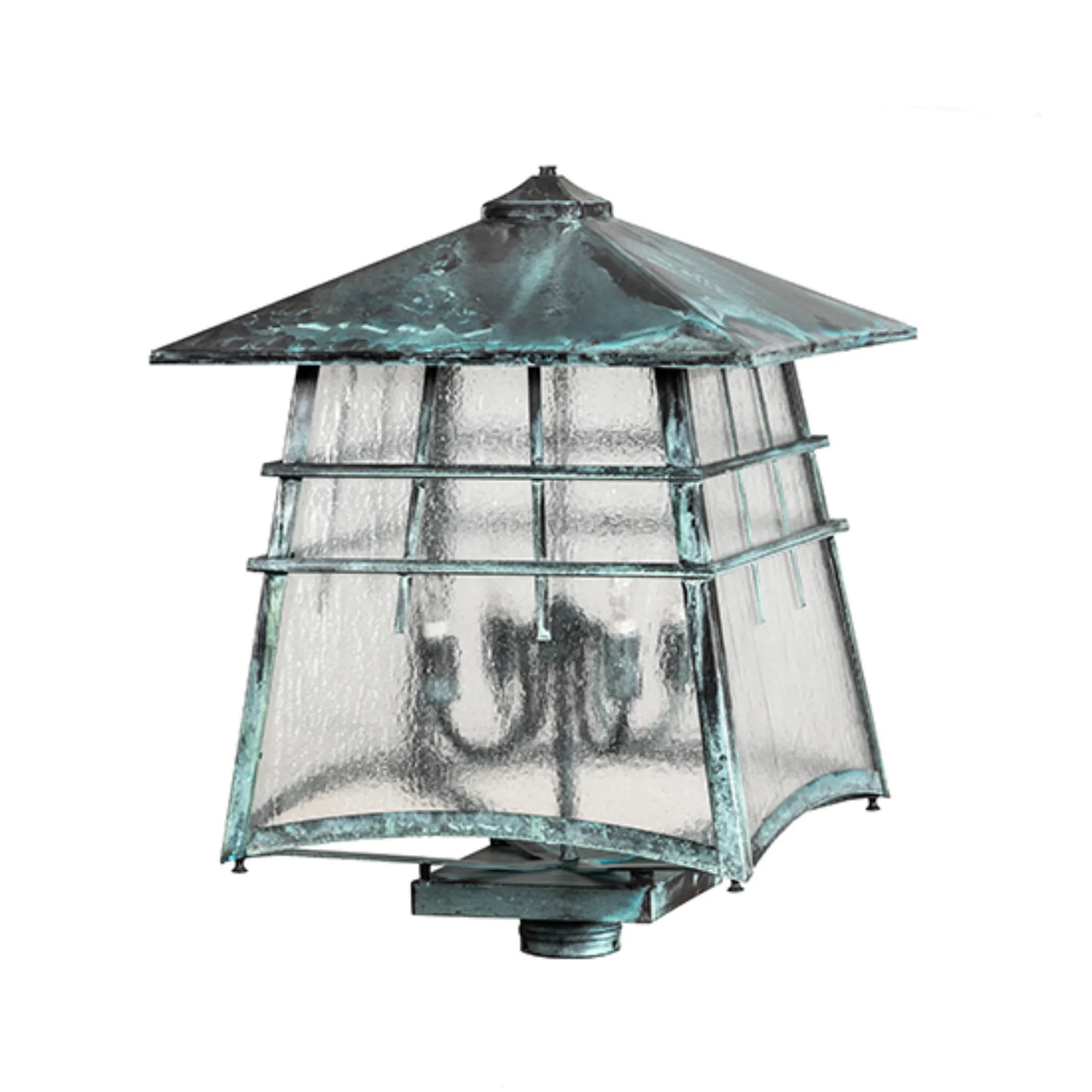 18" Square Stillwater Post Mount – Verdigris – Clear Seeded Glass – Wet-Rated – Meyda Lighting
