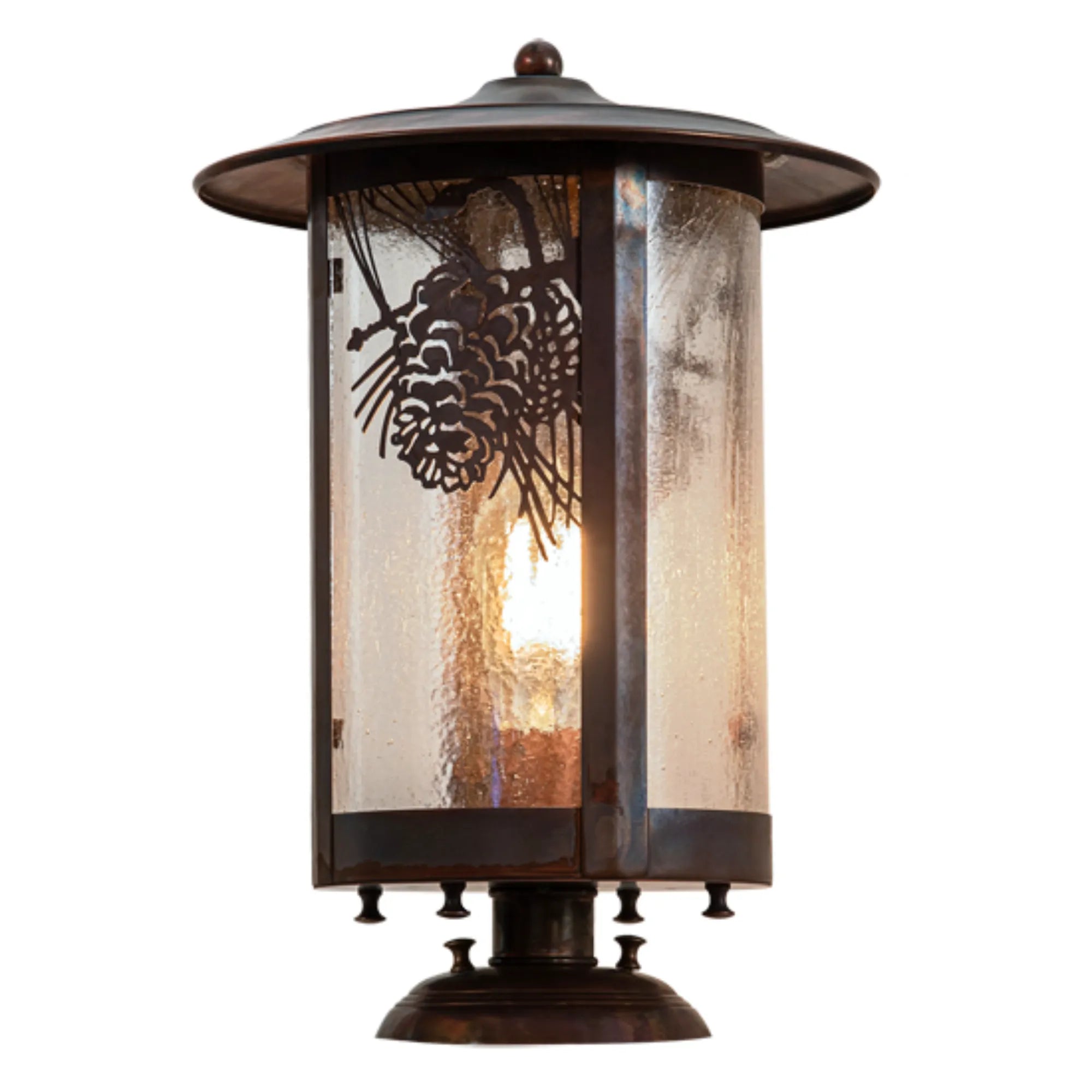 10" Wide Fulton Winter Pine Pier Mount – Vintage Copper – Wet-Rated – Meyda Lighting
