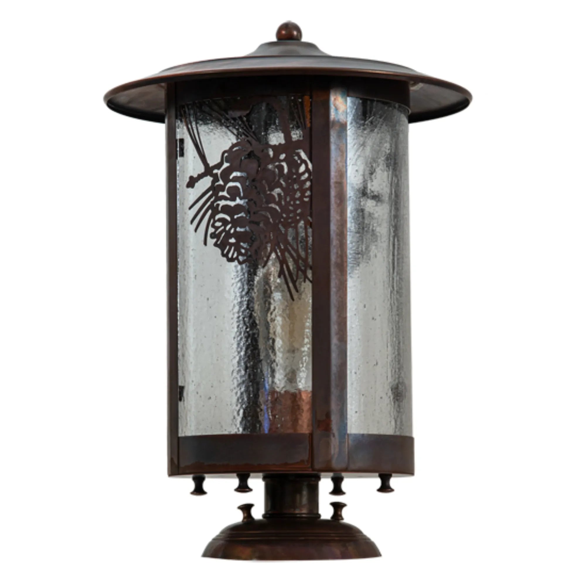 10" Wide Fulton Winter Pine Pier Mount – Vintage Copper – Wet-Rated – Meyda Lighting