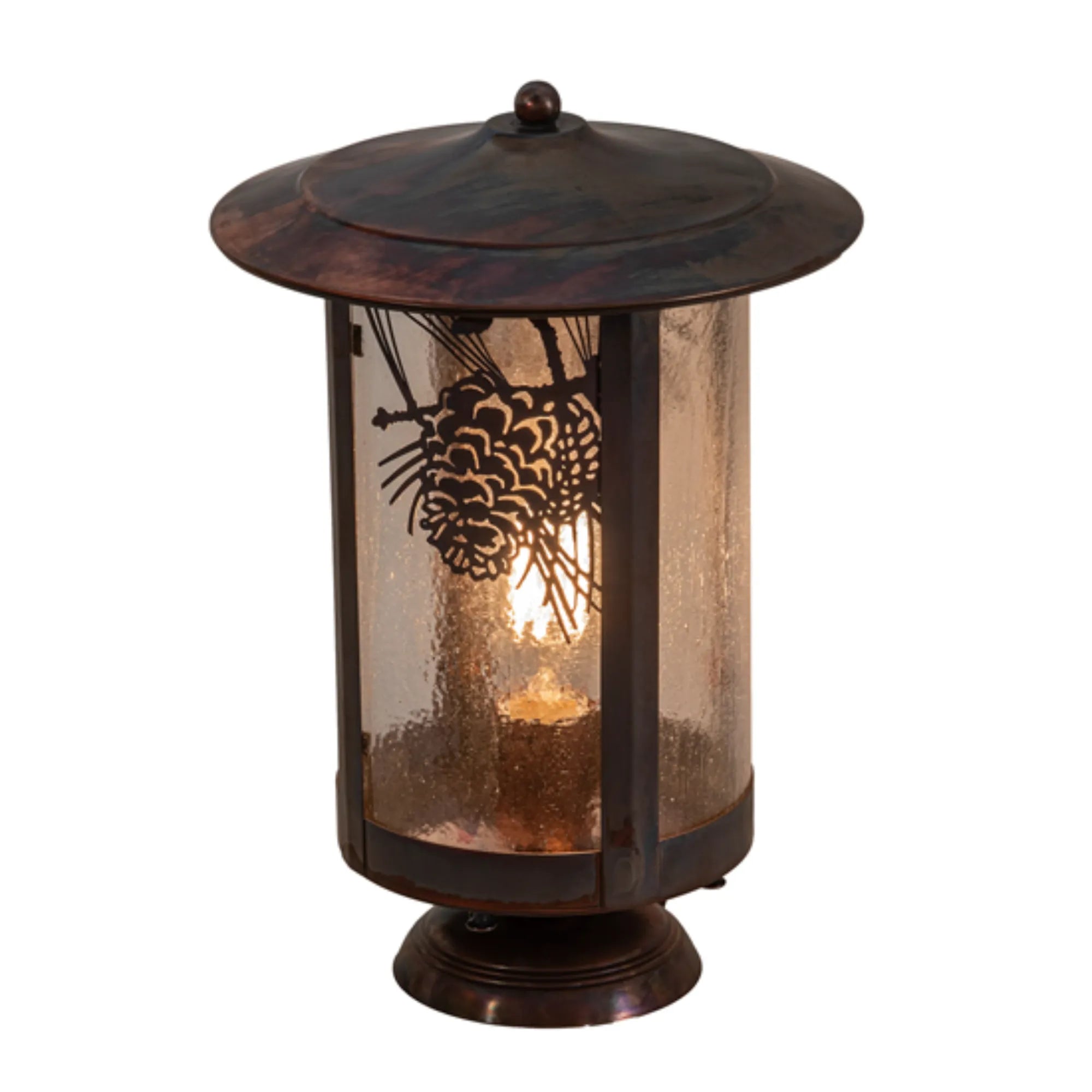 10" Wide Fulton Winter Pine Pier Mount – Vintage Copper – Wet-Rated – Meyda Lighting
