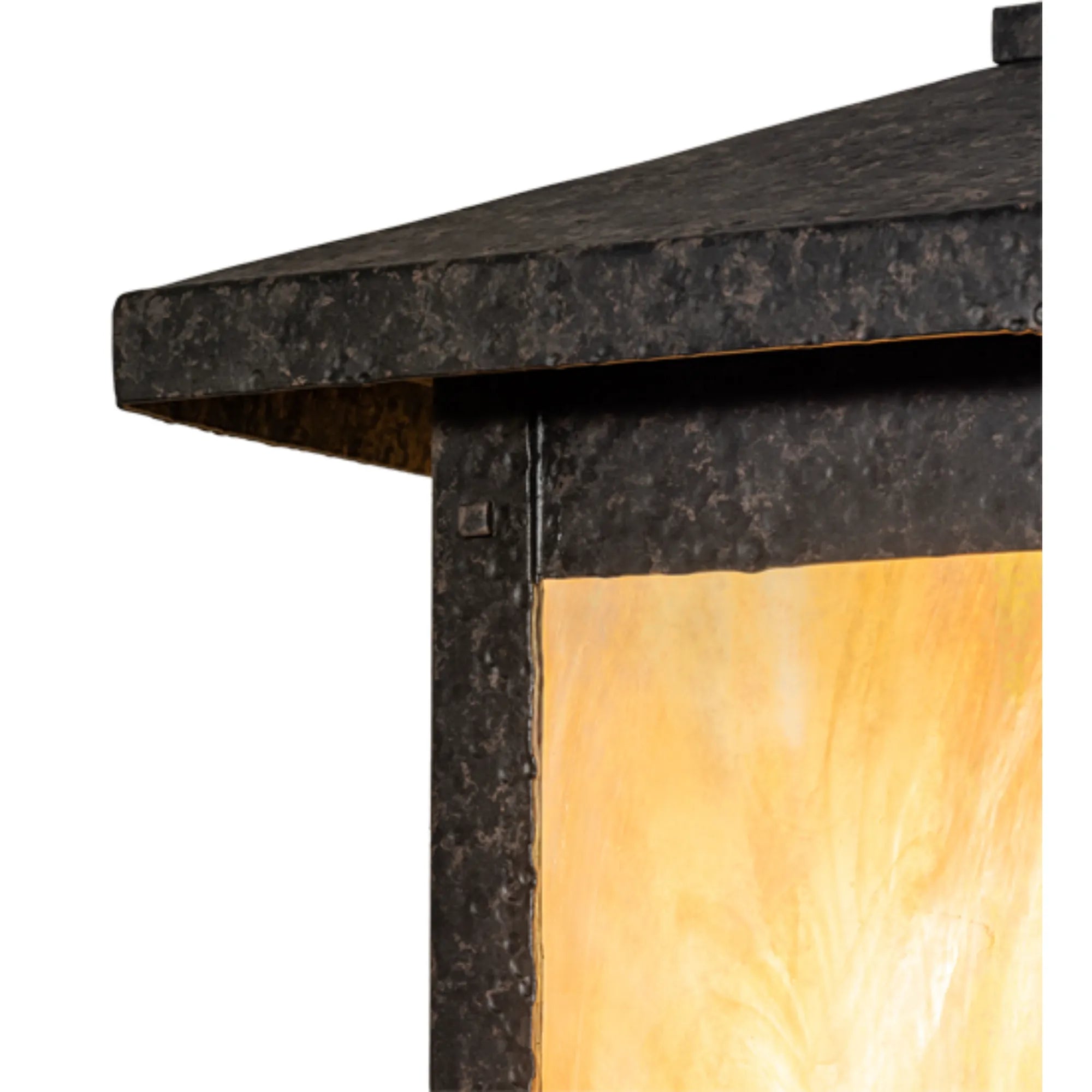 16" Square Irwindale Post Mount – Coffee Bean – .Beige Iridescent Glass – Wet-Rated – Meyda Lighting