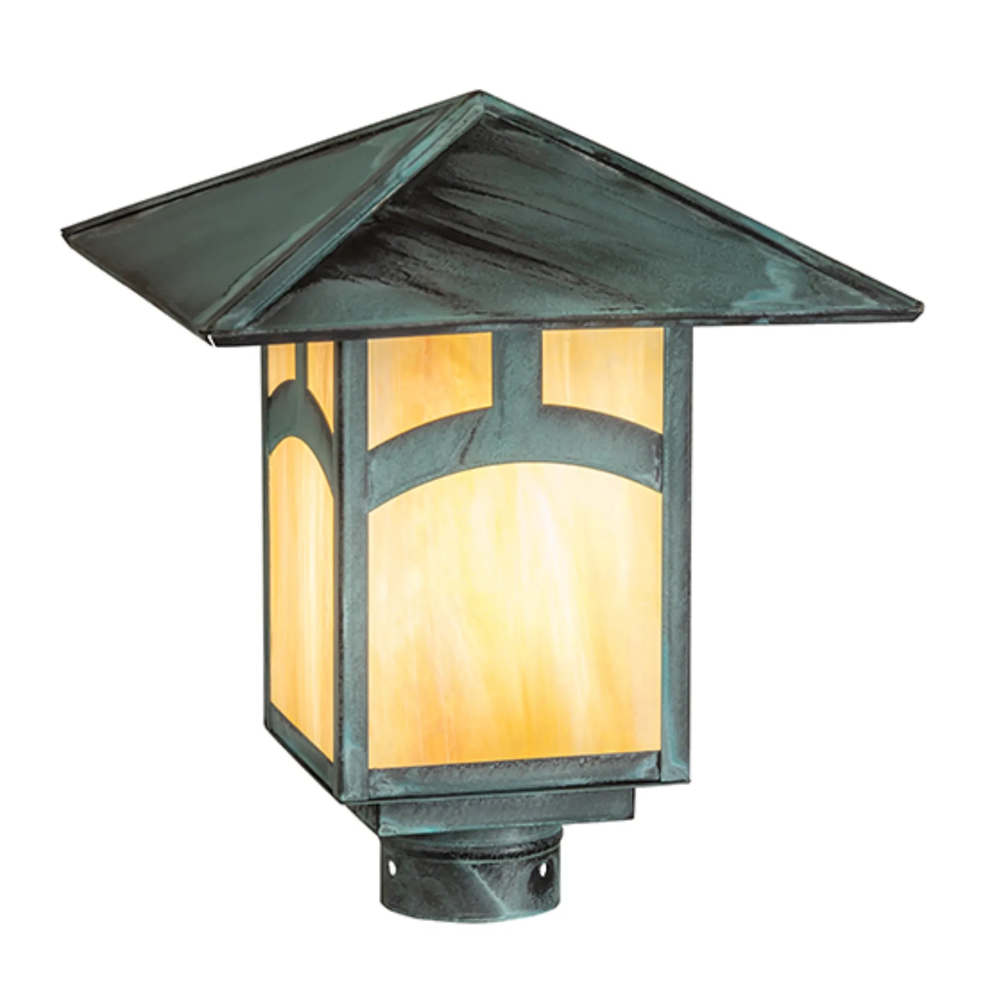 12" Square Seneca Hill Top Post Mount – Verdigris – Wet-Rated – Meyda Lighting