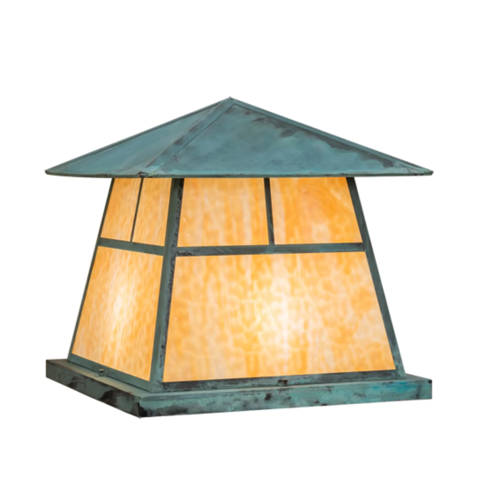 24" Square Stillwater "T" Mission Pier Mount – Verdigris – Wet-Rated – Meyda Lighting