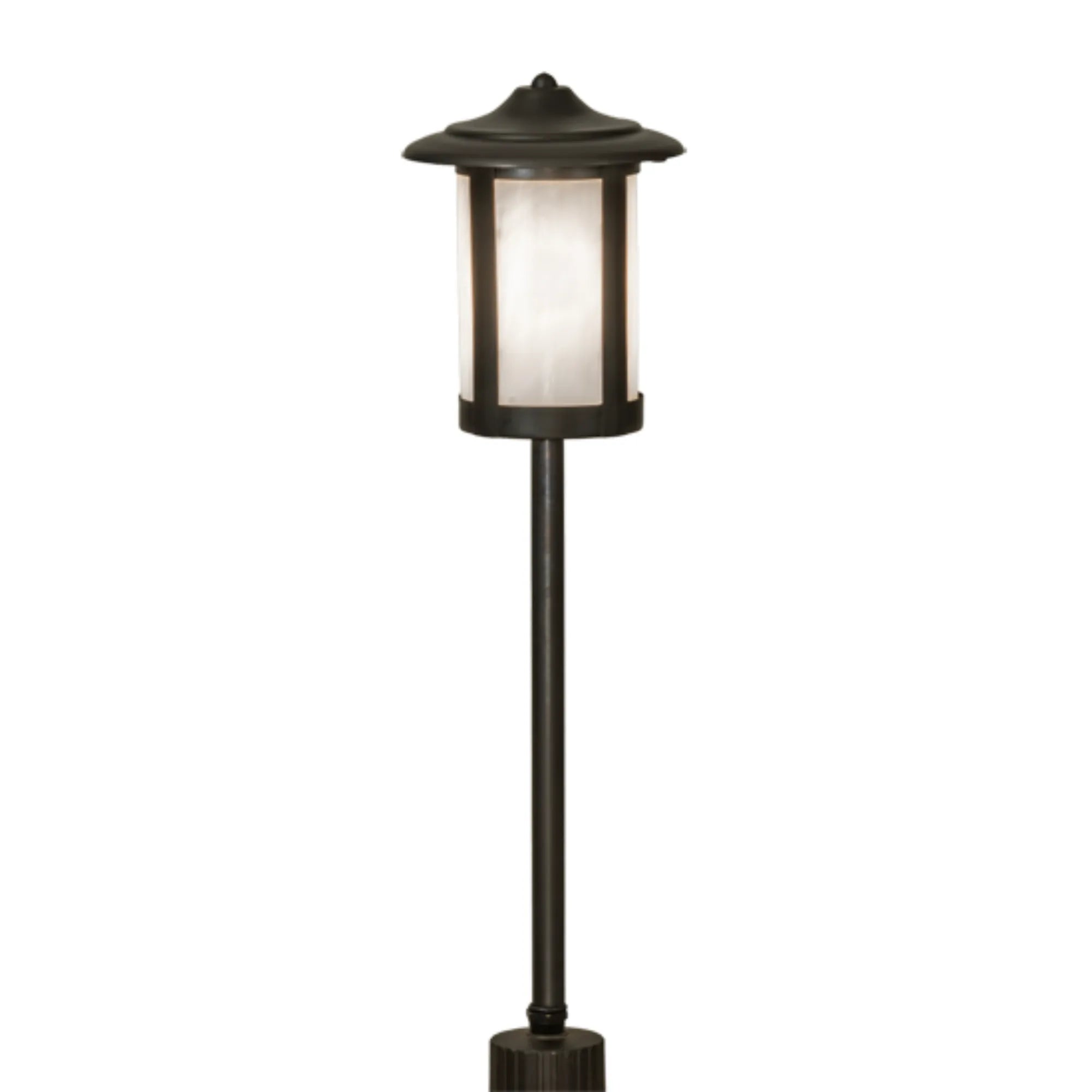 21" High Fulton Prime Landscape Fixture – Craftsman Brown – White Art Glass – Meyda Lighting