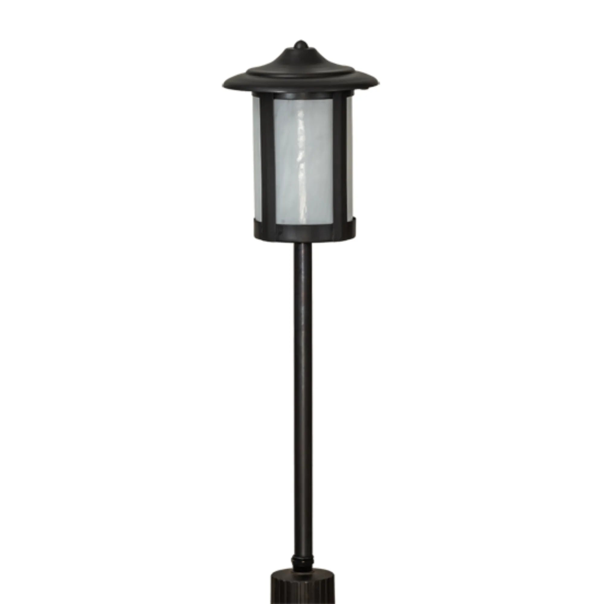 21" High Fulton Prime Landscape Fixture – Craftsman Brown – White Art Glass – Meyda Lighting
