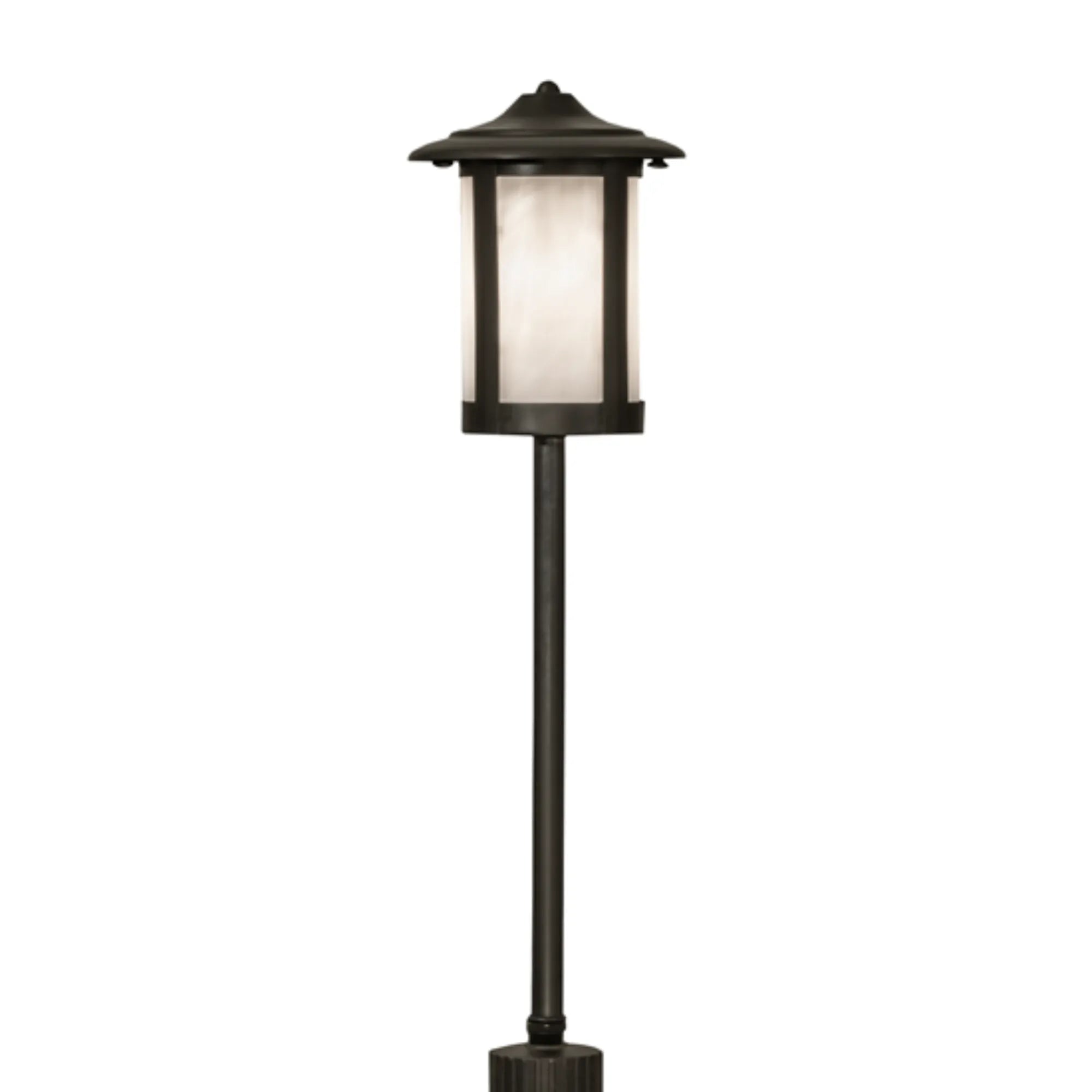 21" High Fulton Prime Landscape Fixture – Craftsman Brown – White Art Glass – Meyda Lighting