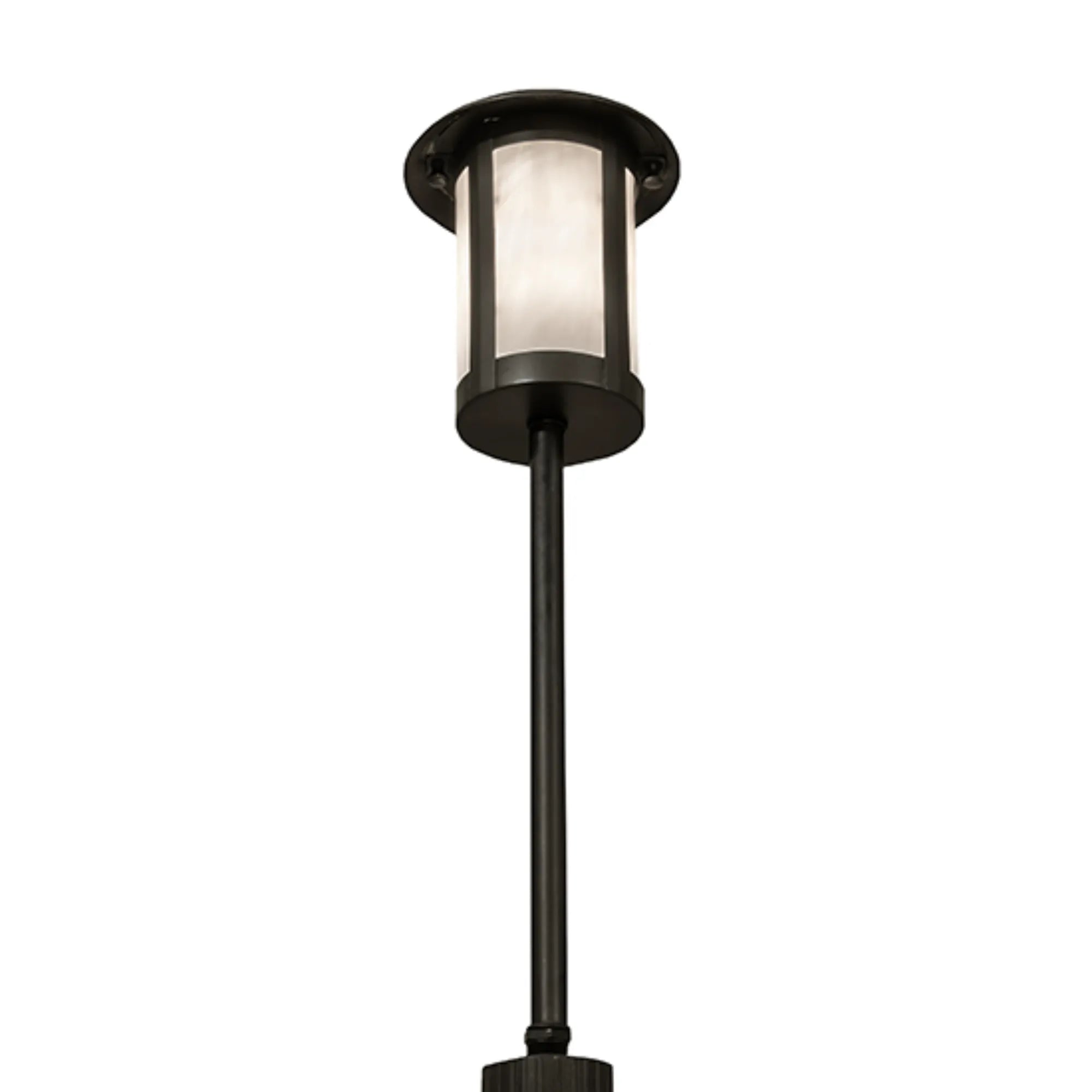 21" High Fulton Prime Landscape Fixture – Craftsman Brown – White Art Glass – Meyda Lighting