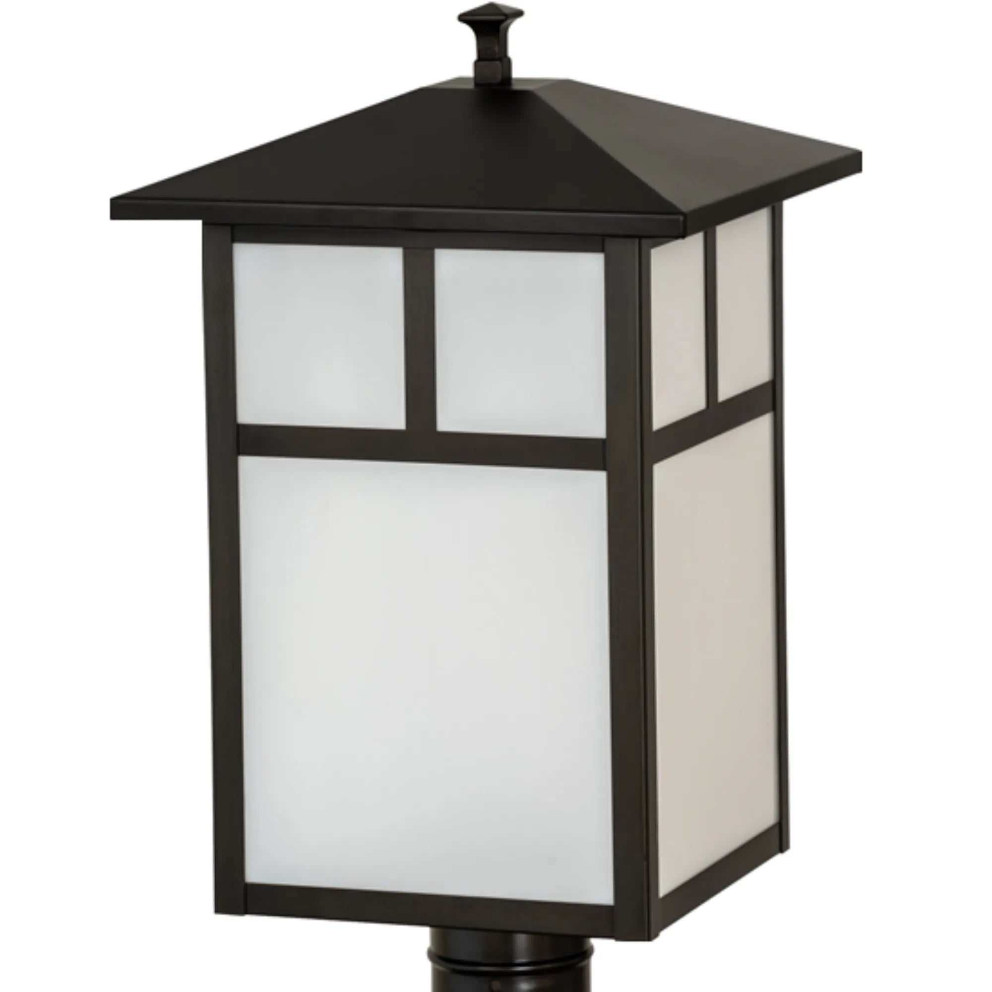 11" Square Seneca "T" Mission Post Mount – Craftsman Brown on Brass – Wet-Rated – Meyda Lighting