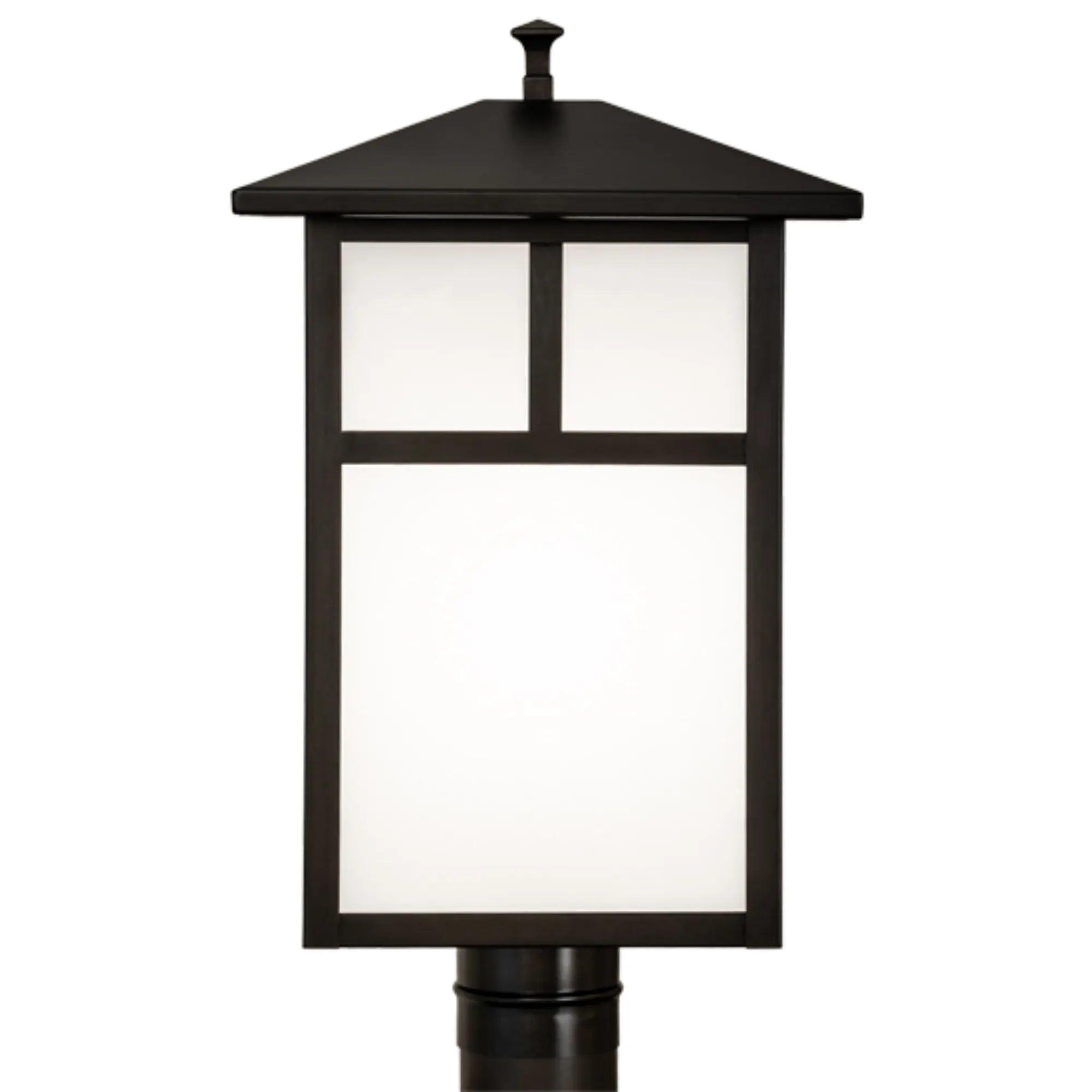 11" Square Seneca "T" Mission Post Mount – Craftsman Brown on Brass – Wet-Rated – Meyda Lighting
