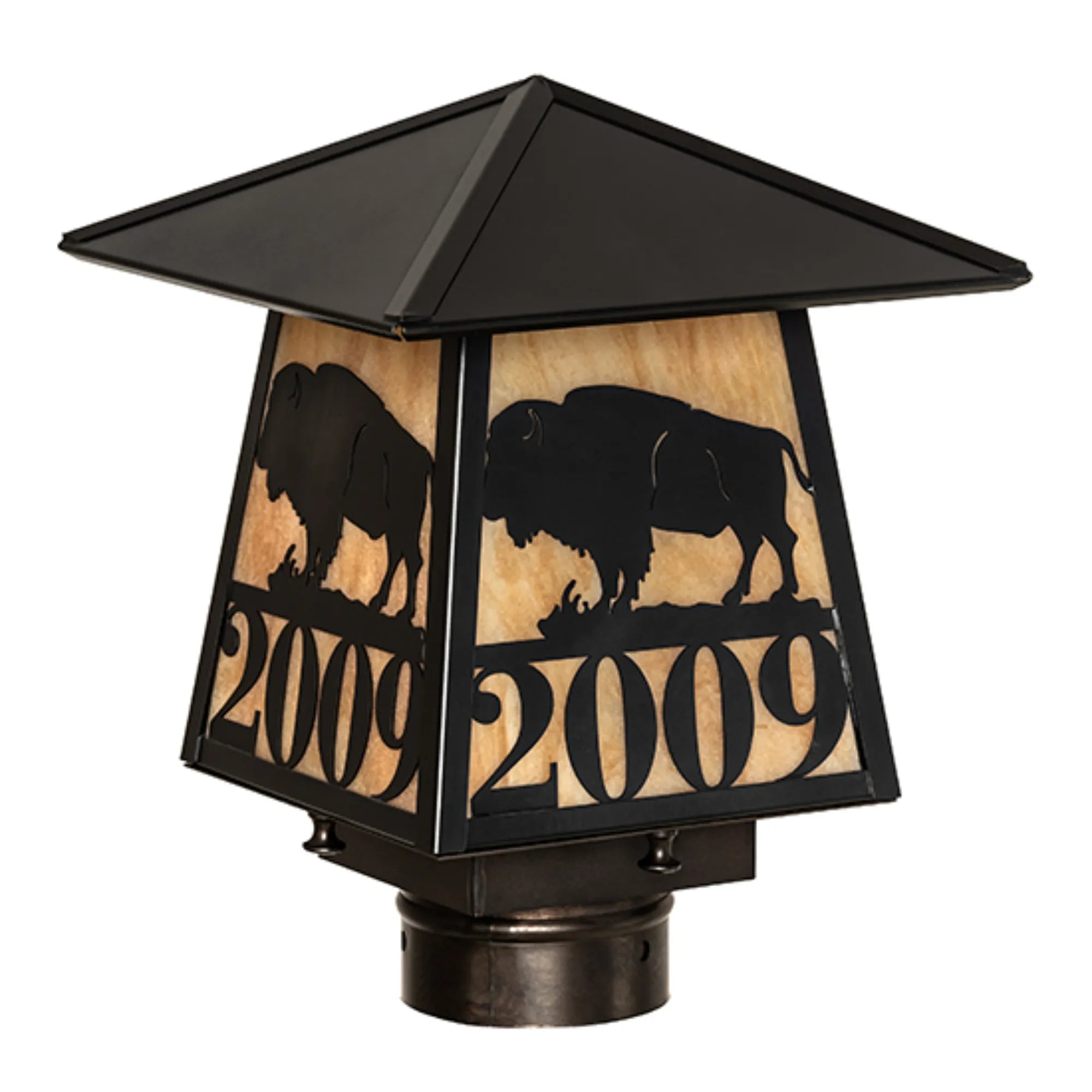 8" Square Personalized Buffalo Post Mount – Craftsman Brown – Wet-Rated – Meyda Lighting