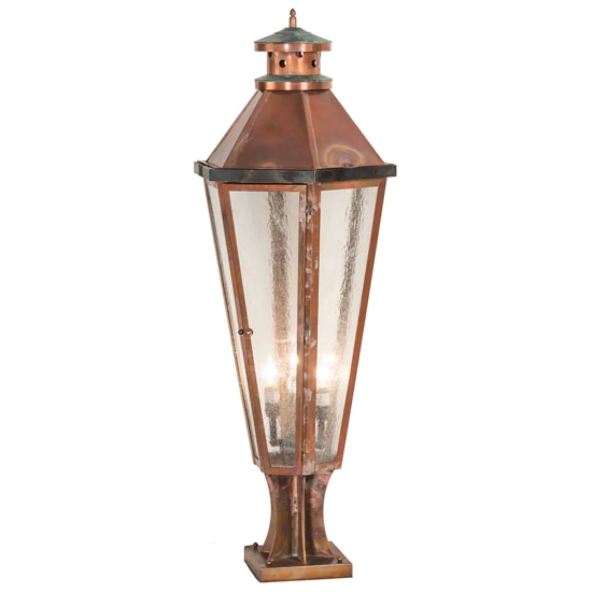 14" Wide Millesime Pier Mount – Vintage Copper and Craftsman Verdi – Wet-Rated – Meyda Lighting