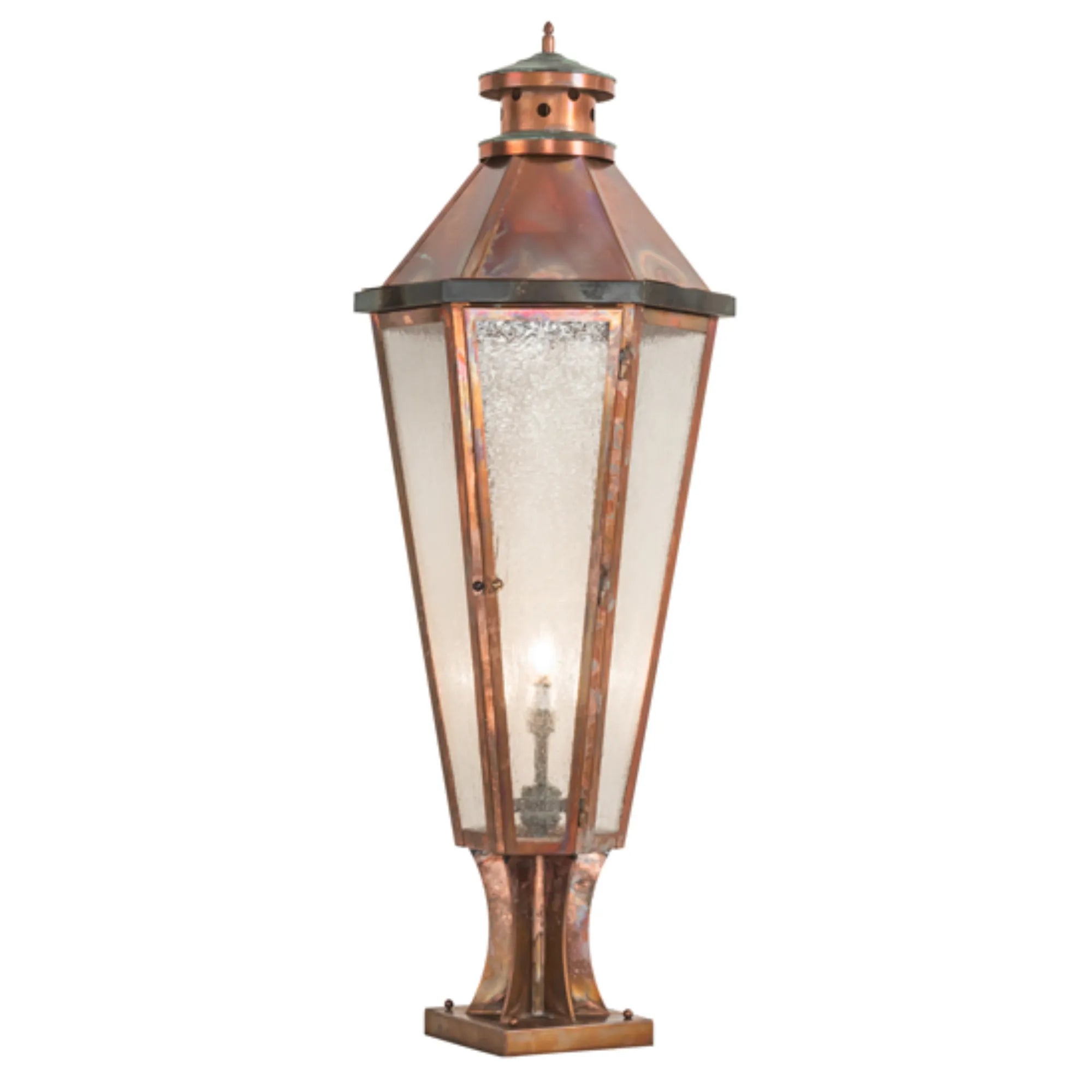 14" Wide Millesime Pier Mount – Vintage Copper and Craftsman Verdi – Wet-Rated – Meyda Lighting