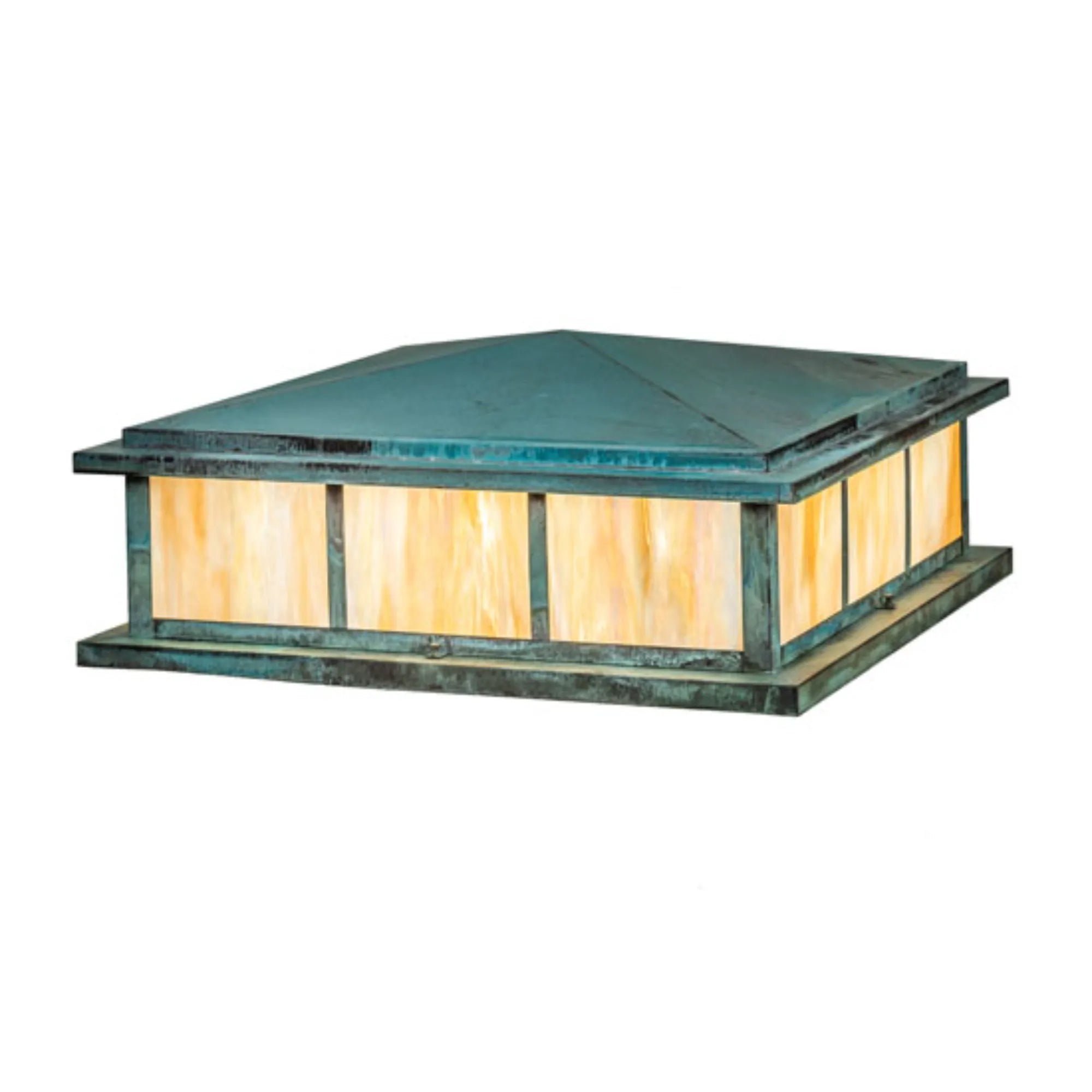 34" Square Seneca Double Bar Mission Pier Mount – Craftsman Verdigris – Wet-Rated – Meyda Lighting