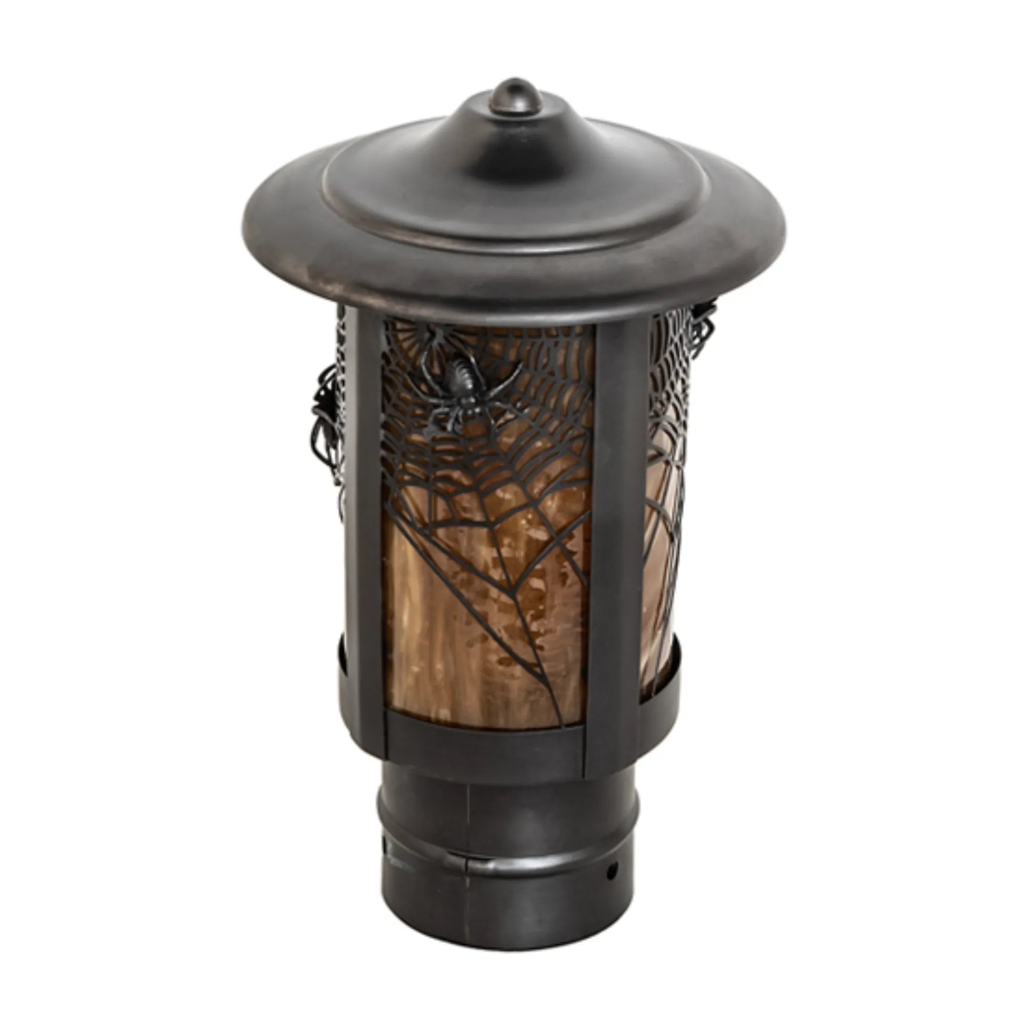 6" Wide Fulton Spider Web Post Mount – Craftsman Brown – Wet-Rated – Meyda Lighting